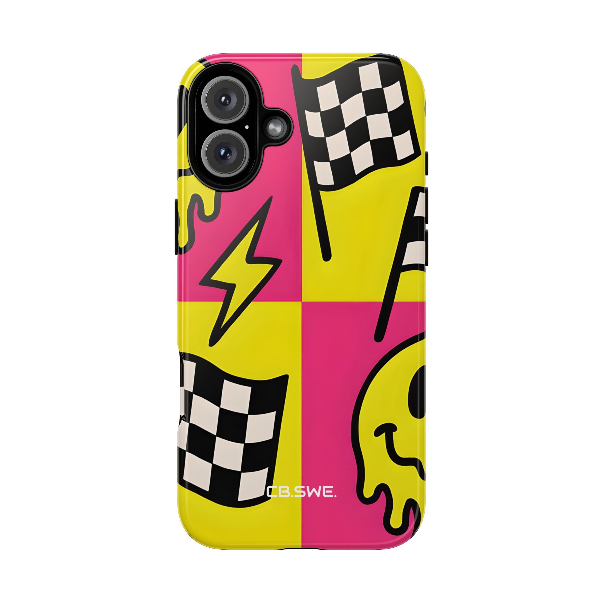 Vibrant Pop Art Smiling Faces and Lightning iPhone 16 - Tough