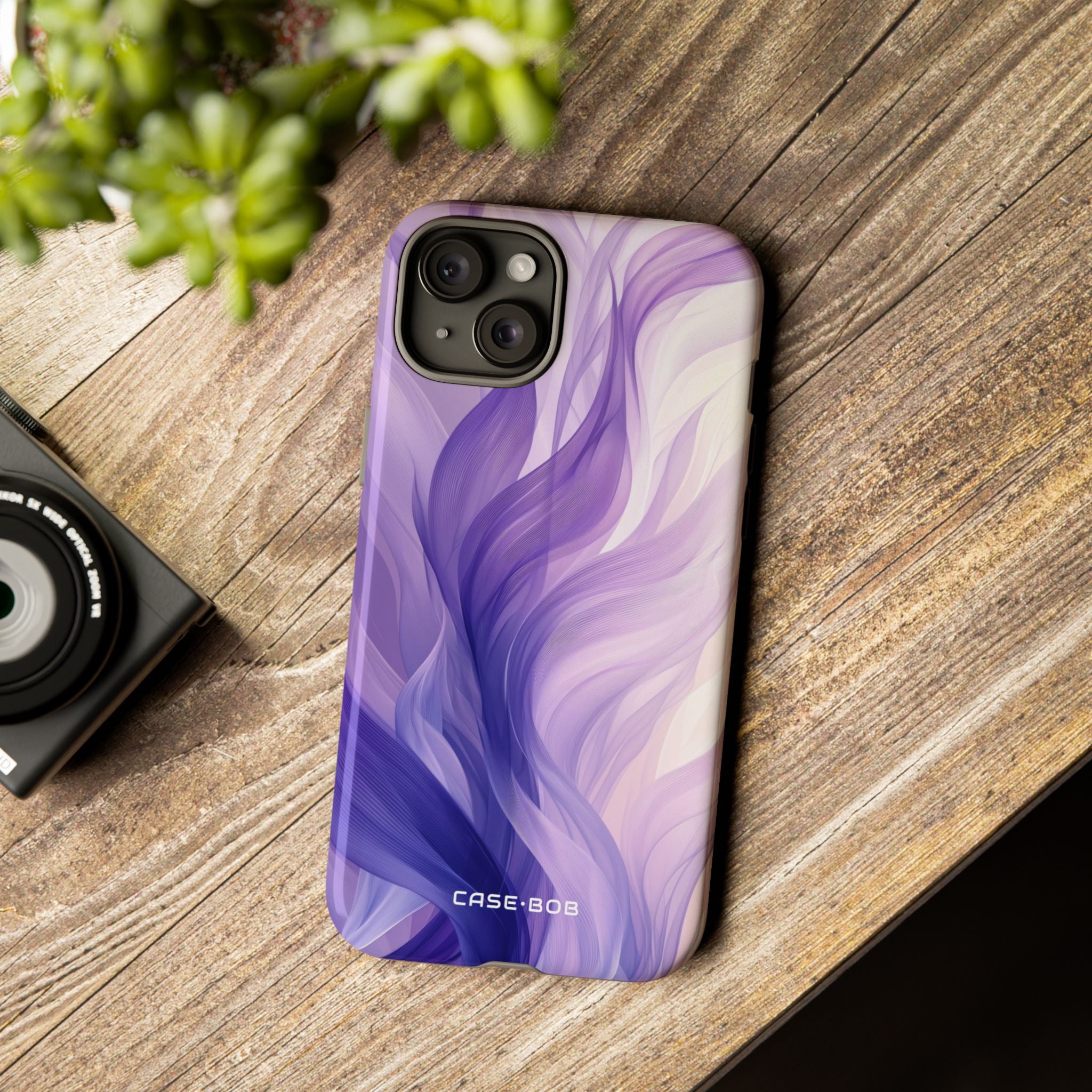 Purple Ribbon Waves iPhone 15 Plus Case - Tough