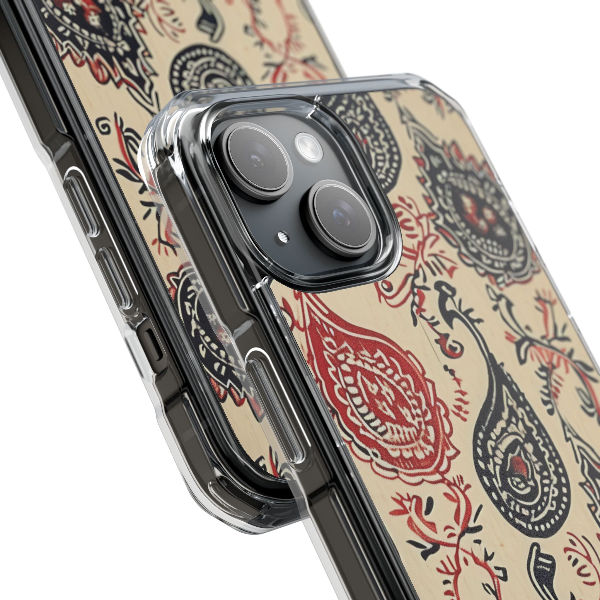 Navy Paisley Swirl iPhone 15 - Impact Clear+