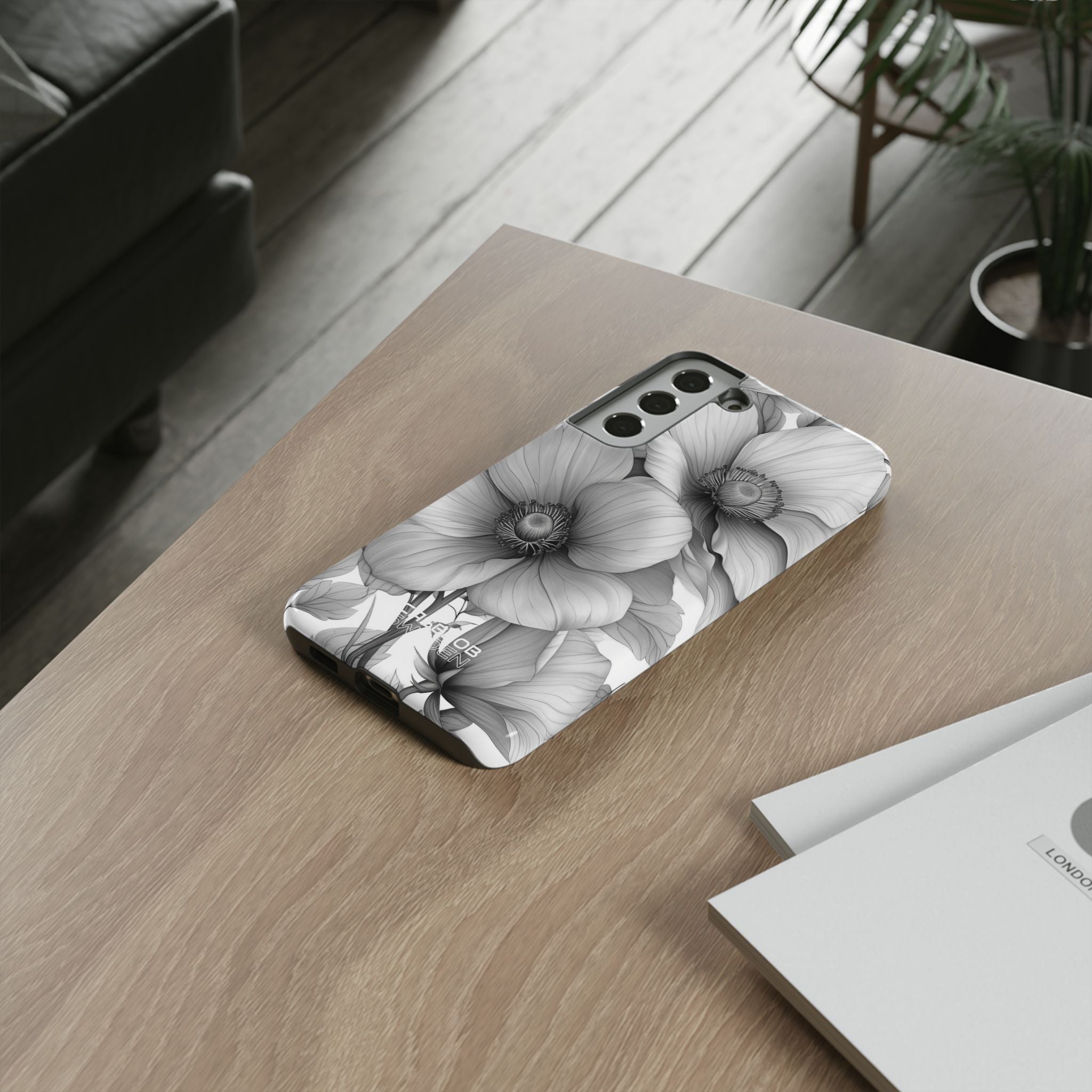 Grayscale Floral Harmony Samsung S22 - Tough