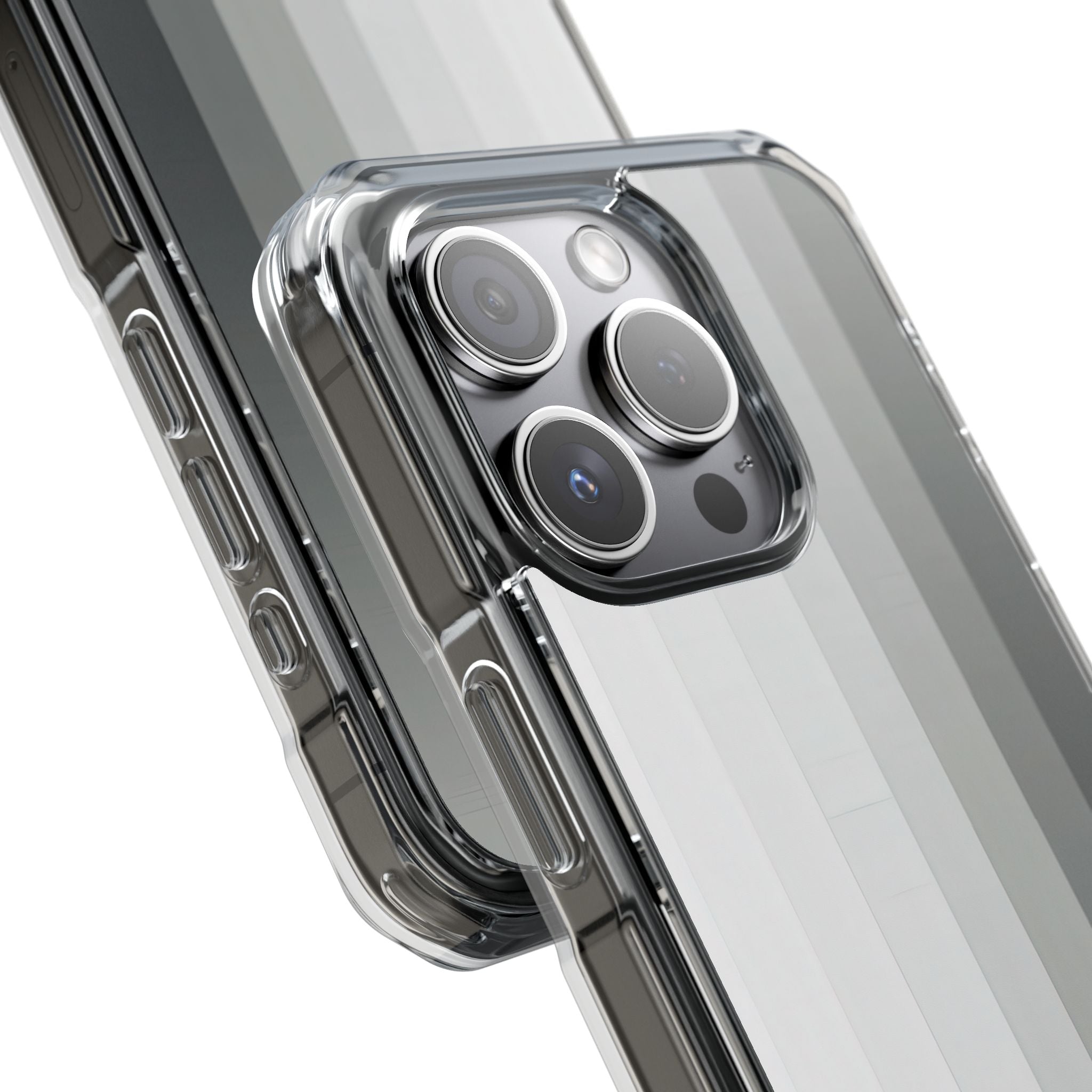 Silver Gradient Stripes iPhone 15 - Impact Clear+