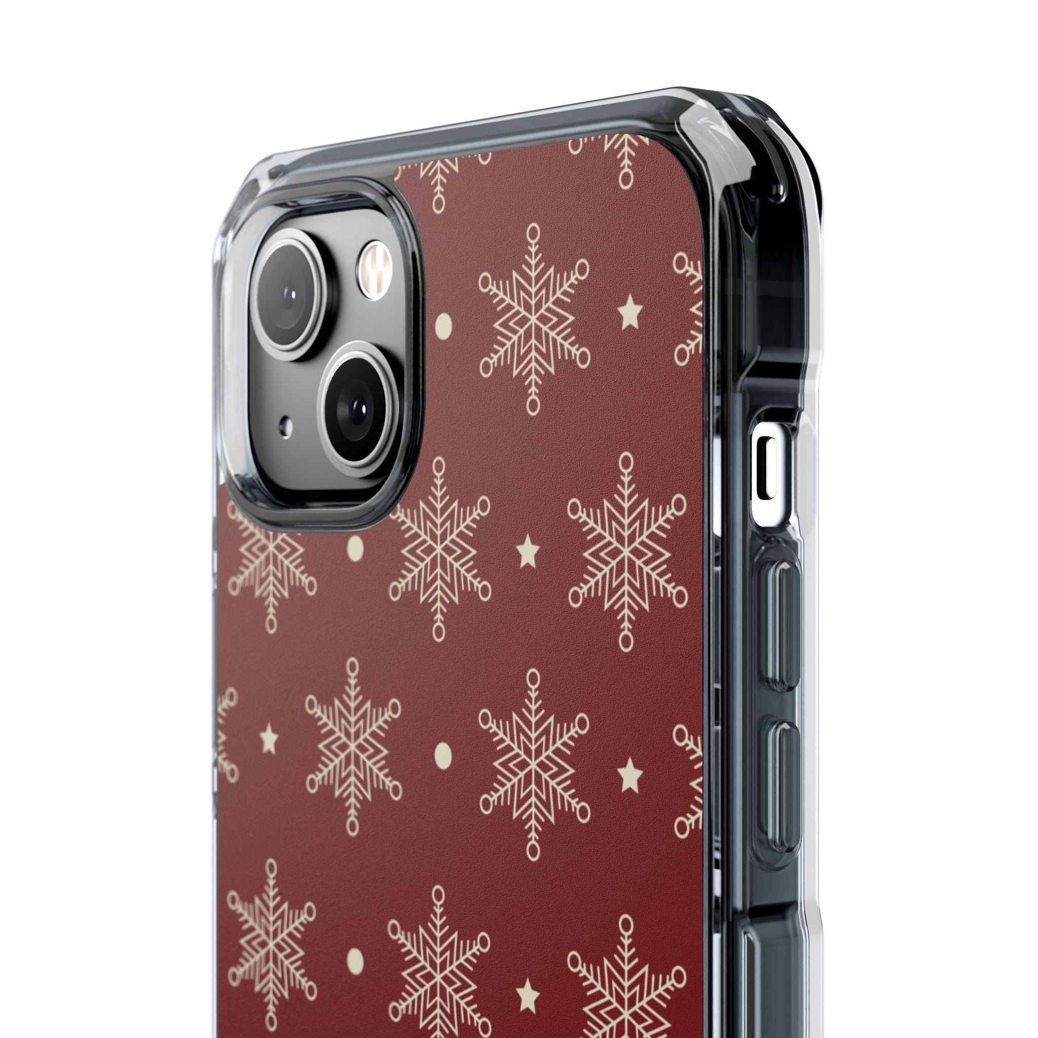 Cream Snowflake Crimson iPhone 14 Plus Case - Impact