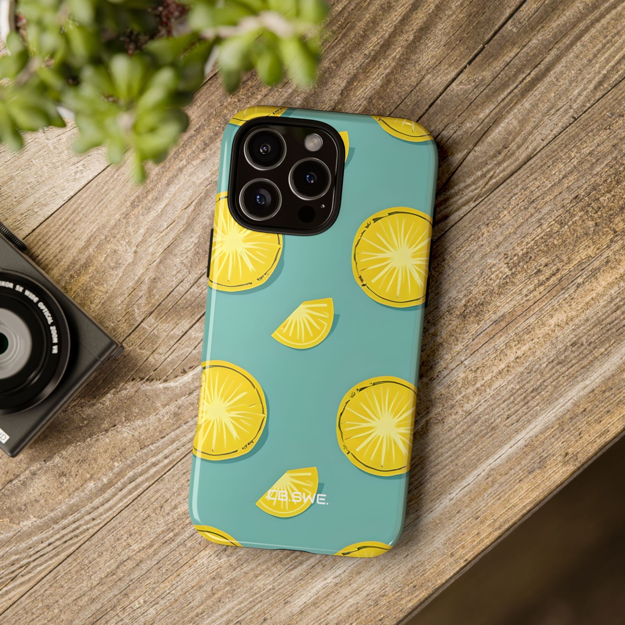 Bright Yellow Pineapple Slice on Teal iPhone 16 - Tough