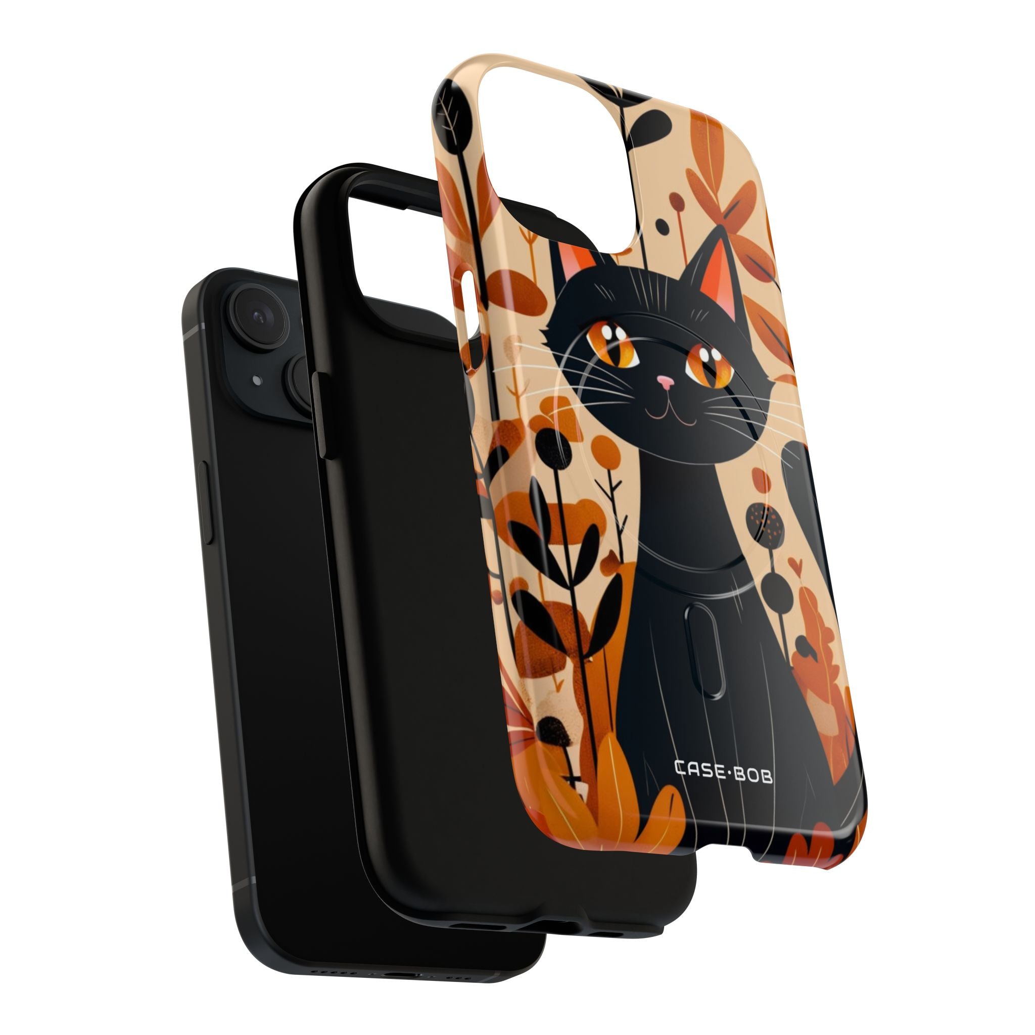 Black Cat Glow iPhone 15 Case - Tough+