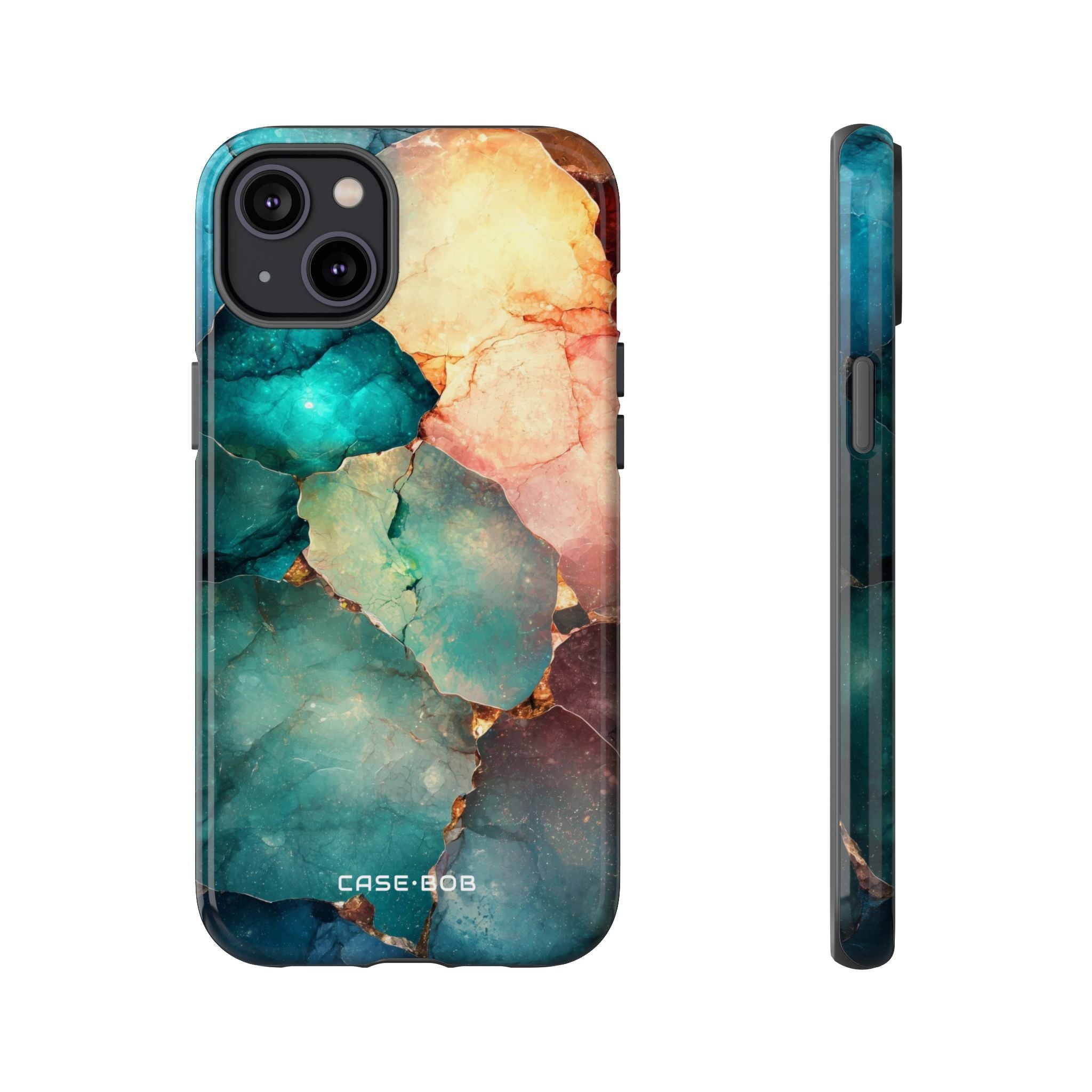 Teal Mosaic Veins iPhone 14 Plus Case - Tough