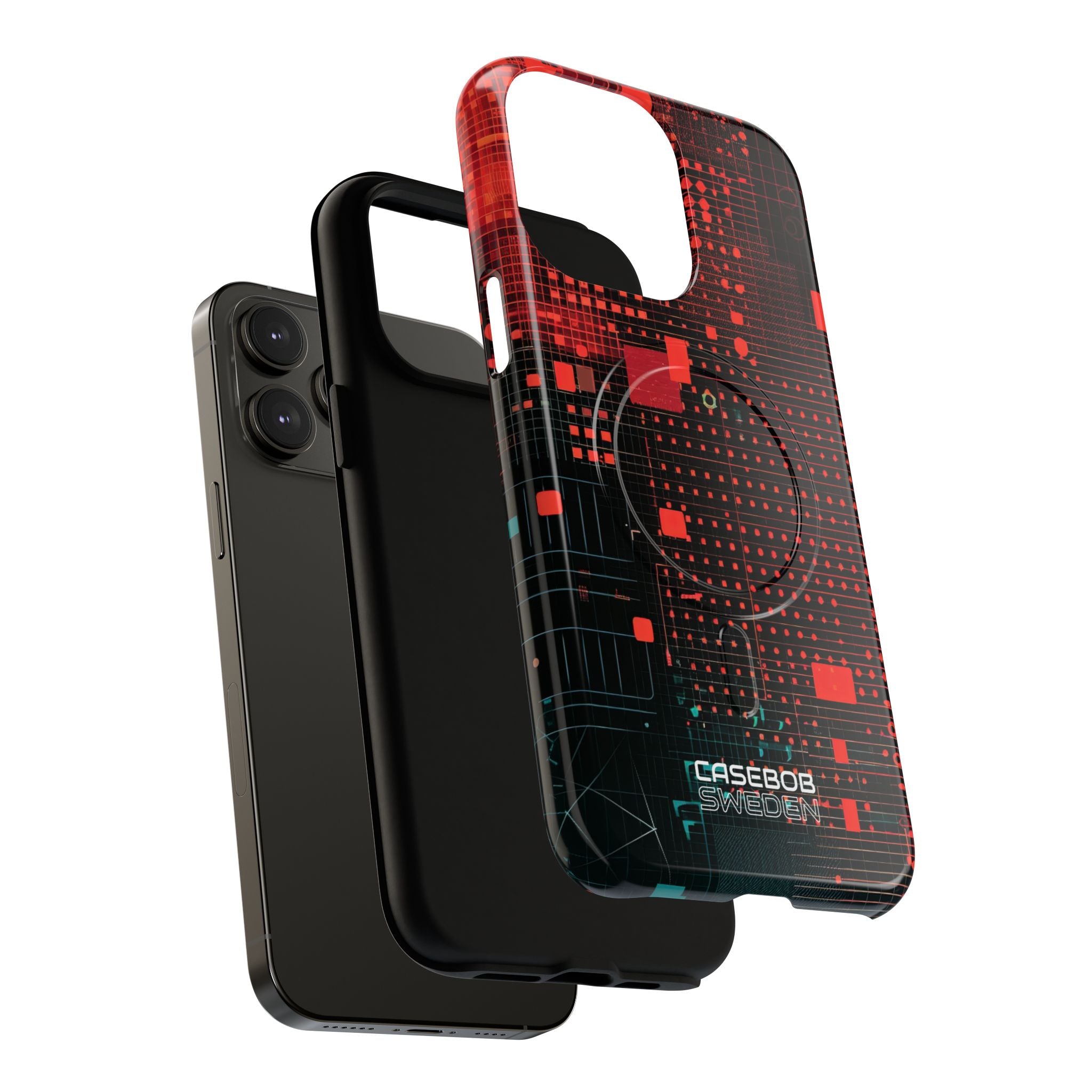 Crimson Circuit Grid iPhone 14 - Tough+