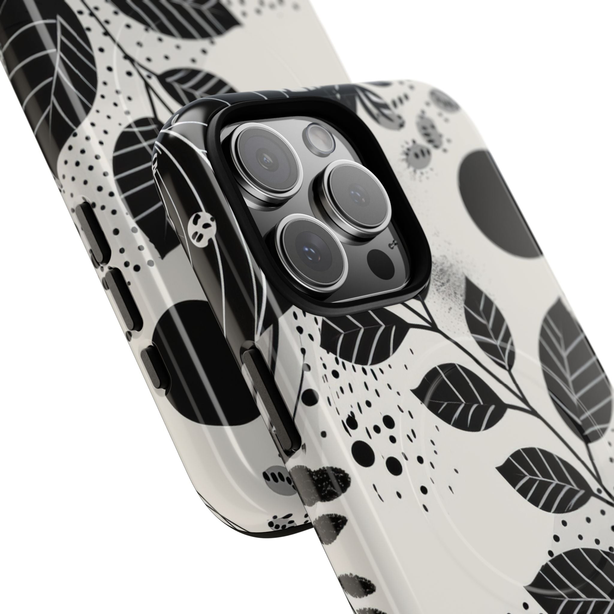 Monochrome Leaf Rhythm iPhone 16 - Tough+