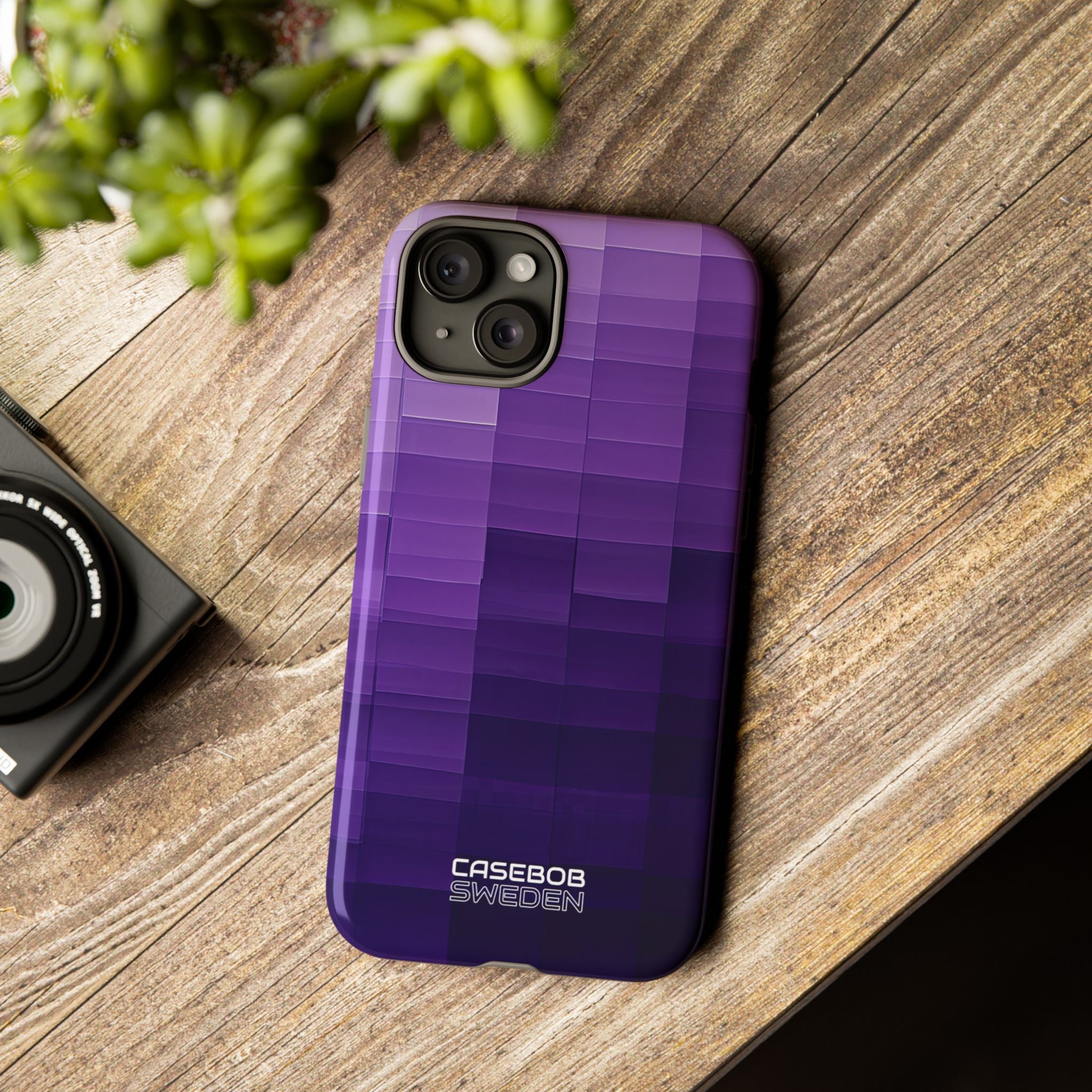 Purple Horizon Grid iPhone 15 - Tough