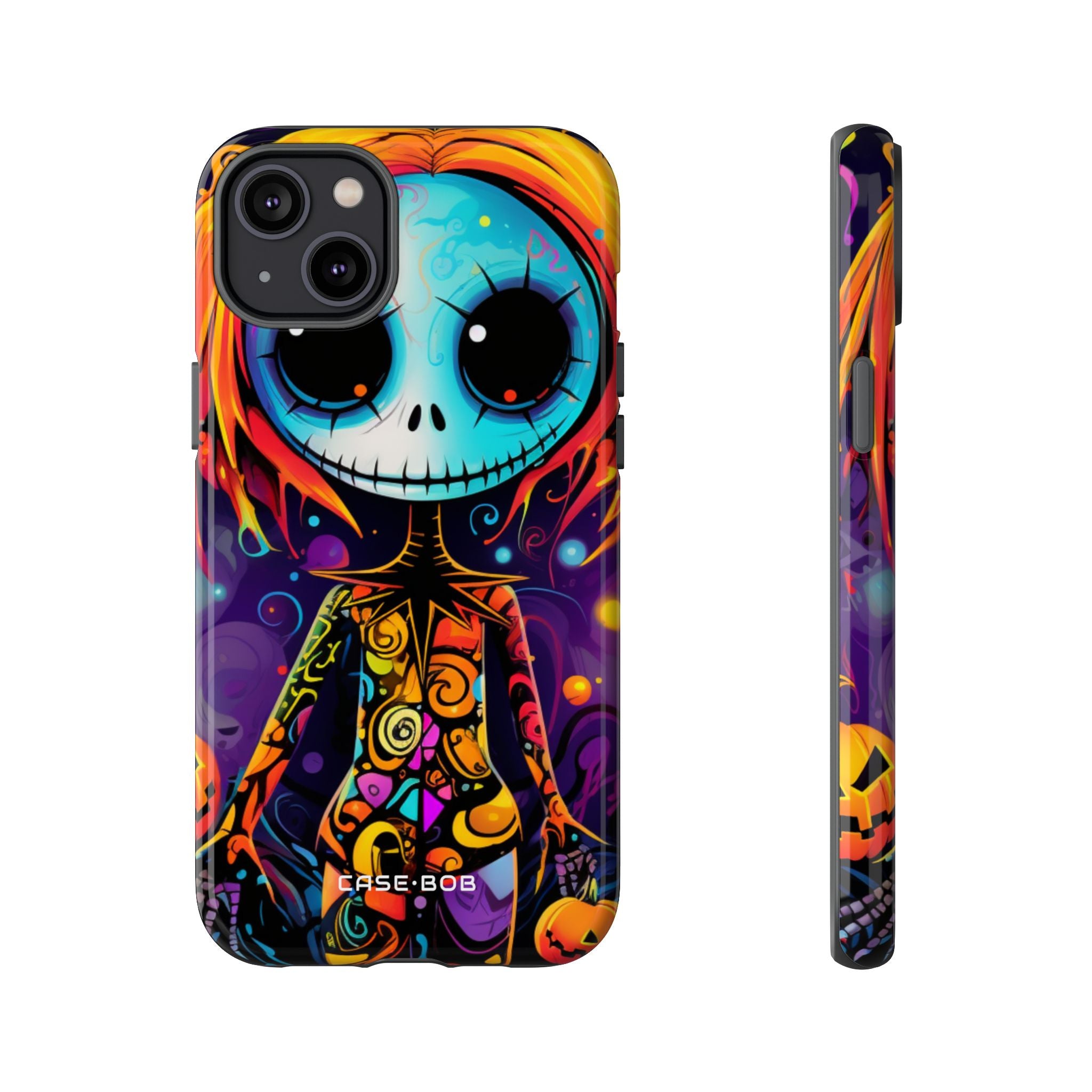 Blue Skull Swirl iPhone 14 Plus Case - Tough