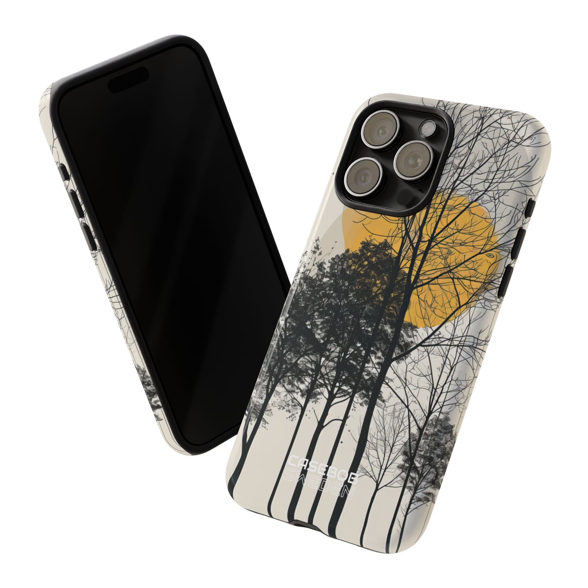 Sagome dorate della foresta iPhone 15 - Tough