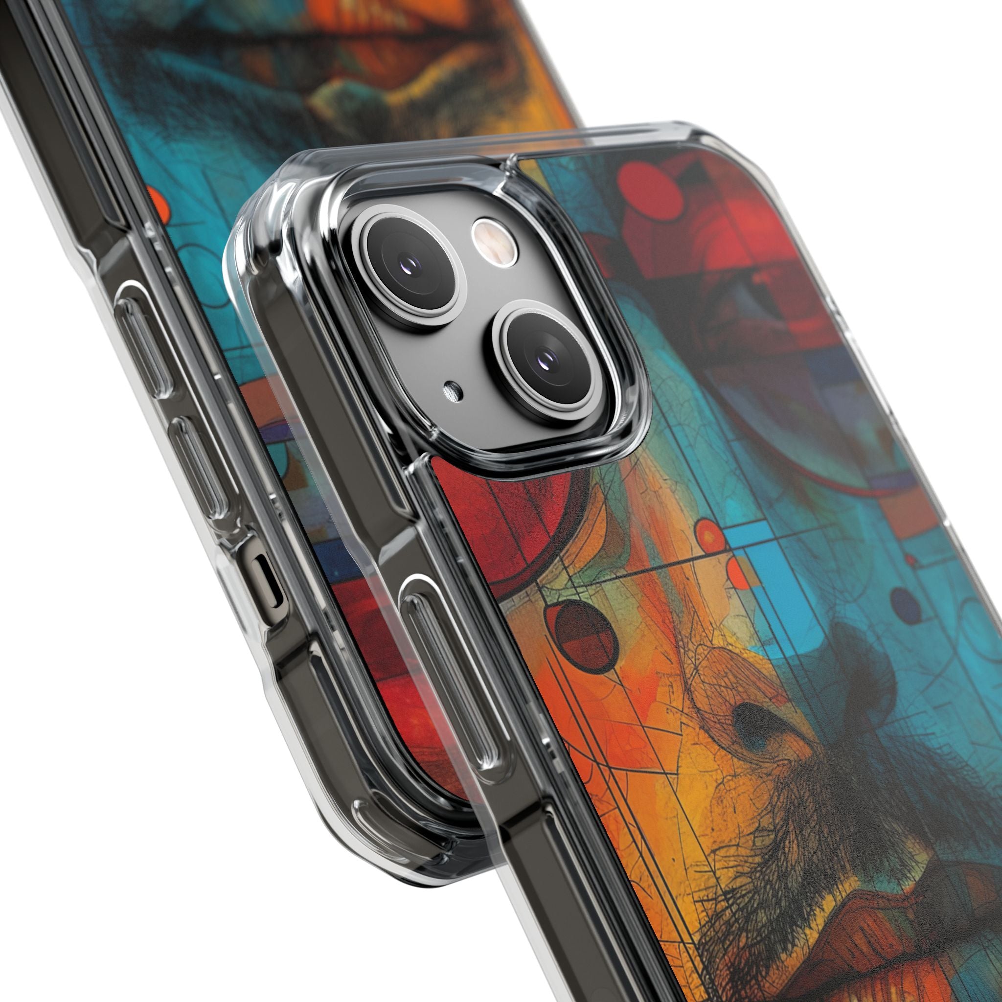 Cubistische Bril Gezicht iPhone 14 - Impact Clear+
