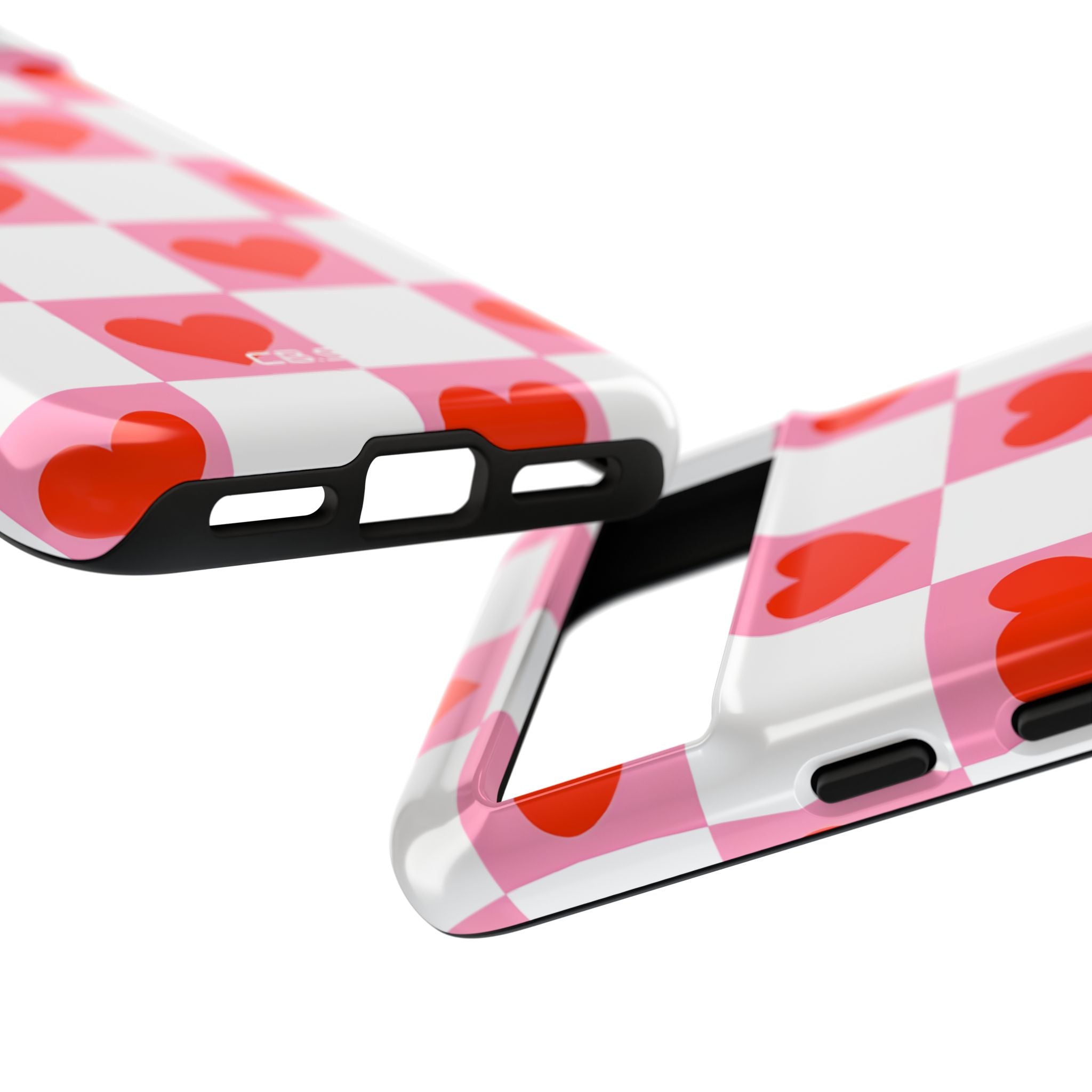 Charming Pink White Checkerboard Heart Shapes Google Pixel 8 - Tough