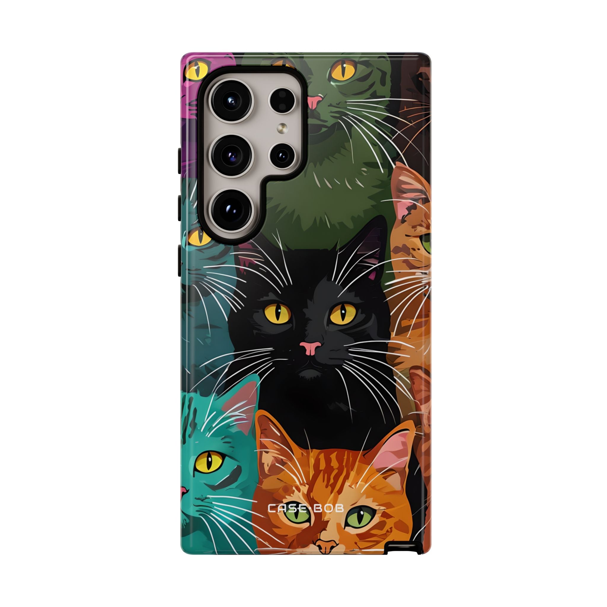 Teal Cat Grid Samsung S24 Ultra Case - Tough