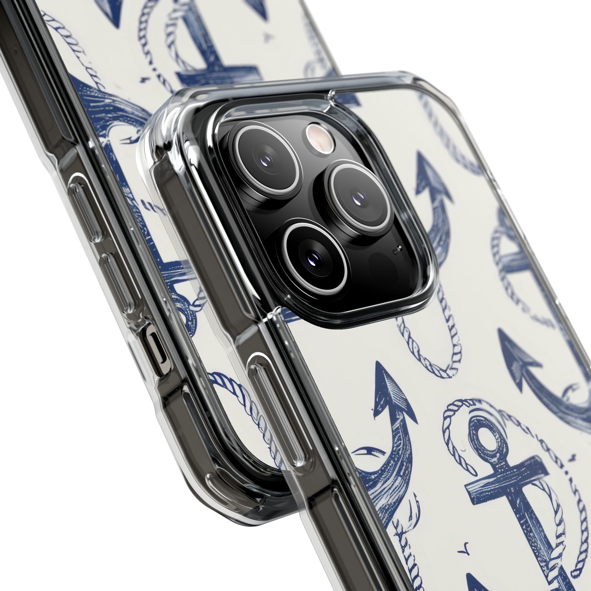 Navy Anchor Tapestry iPhone 14 - Impact Clear+