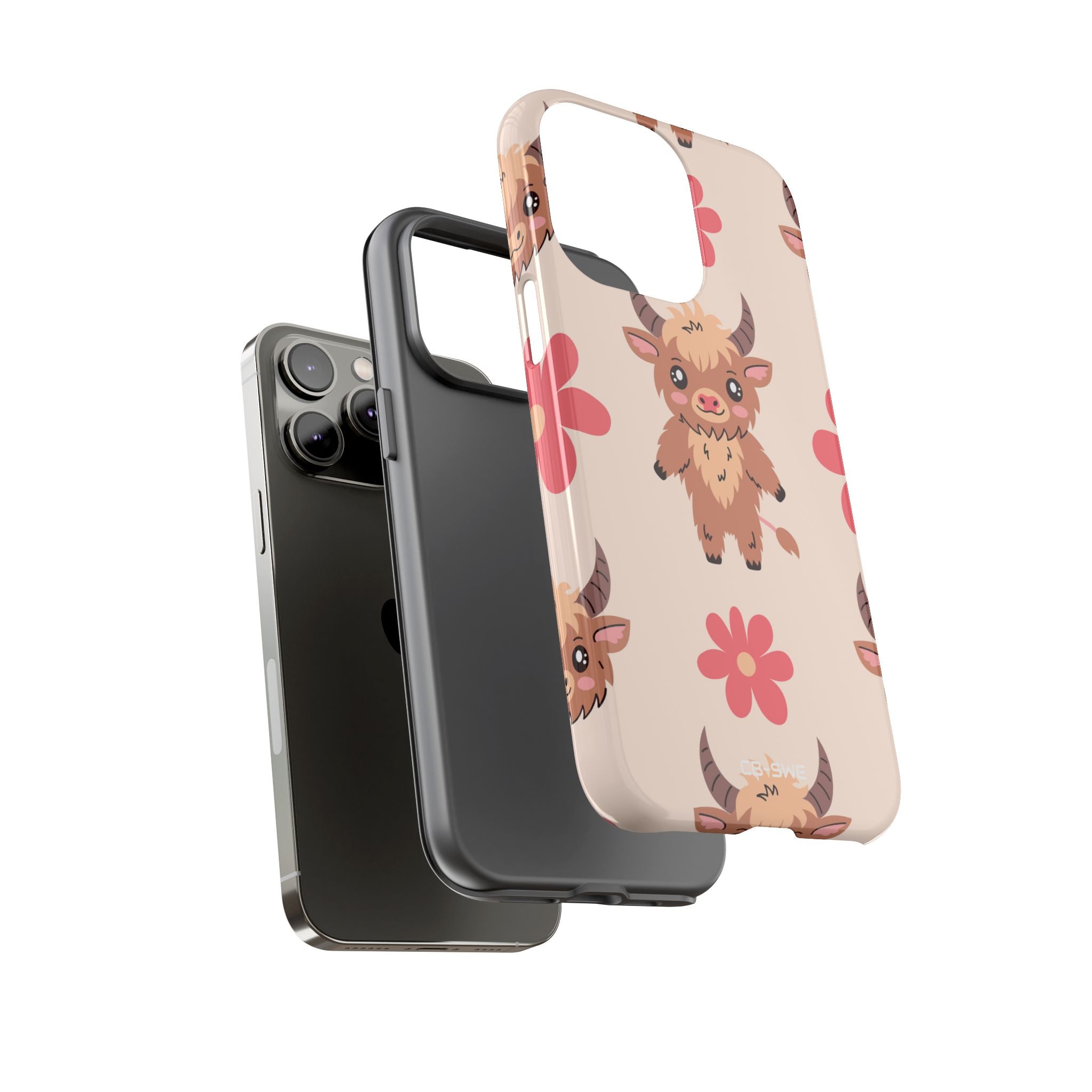 Cute Cattle & Flowers - iPhone Case