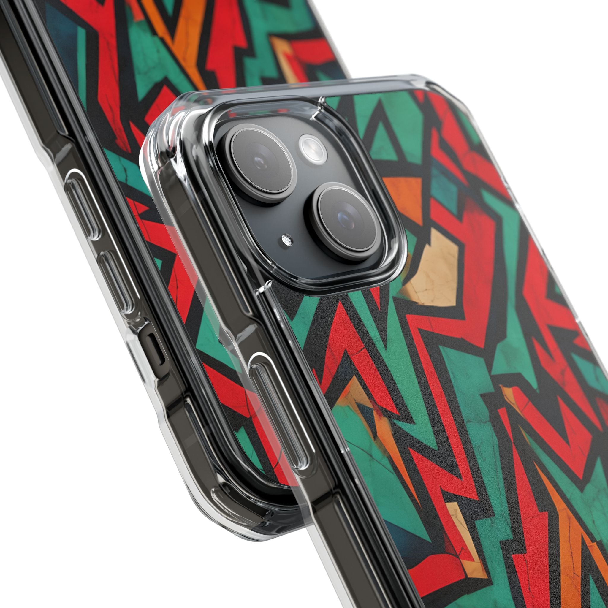 Crimson Jagged Layers iPhone 15 Case - Impact