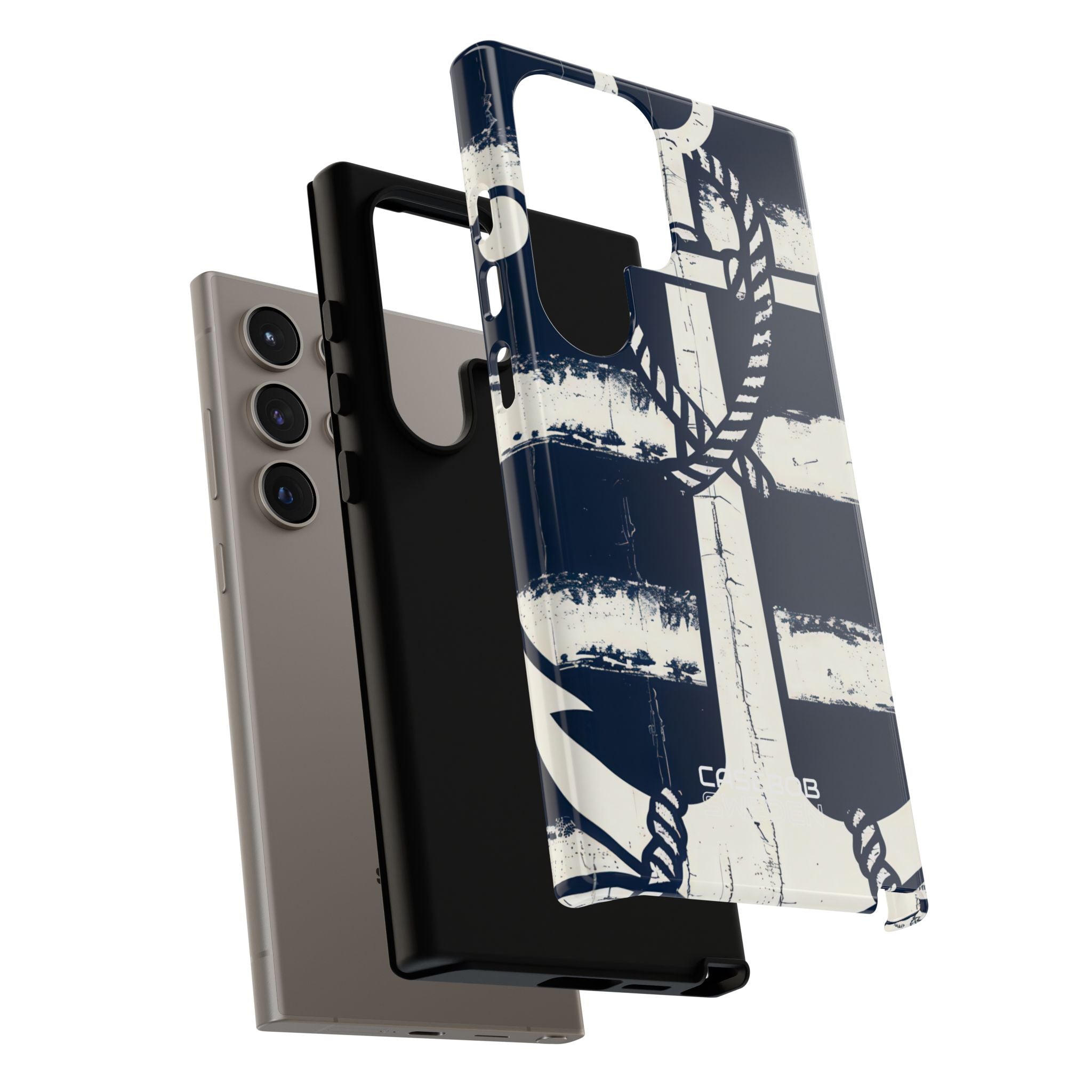 Navy Anchor Stripes Samsung S24 - Tough