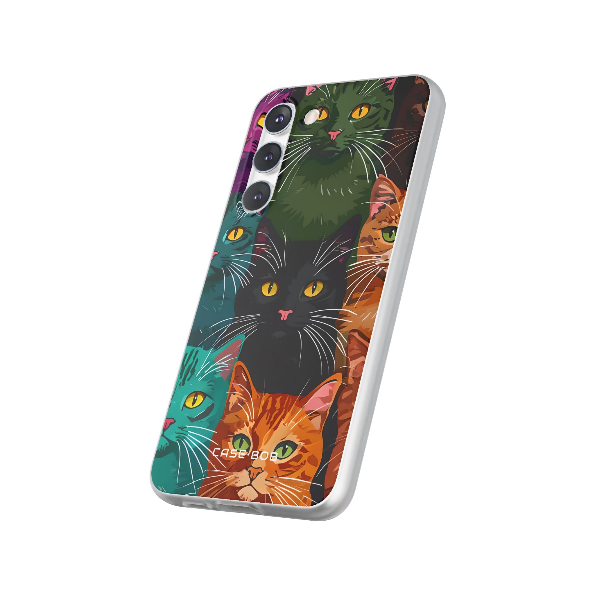 Teal Cat Grid Samsung S23 Plus Case - Soft
