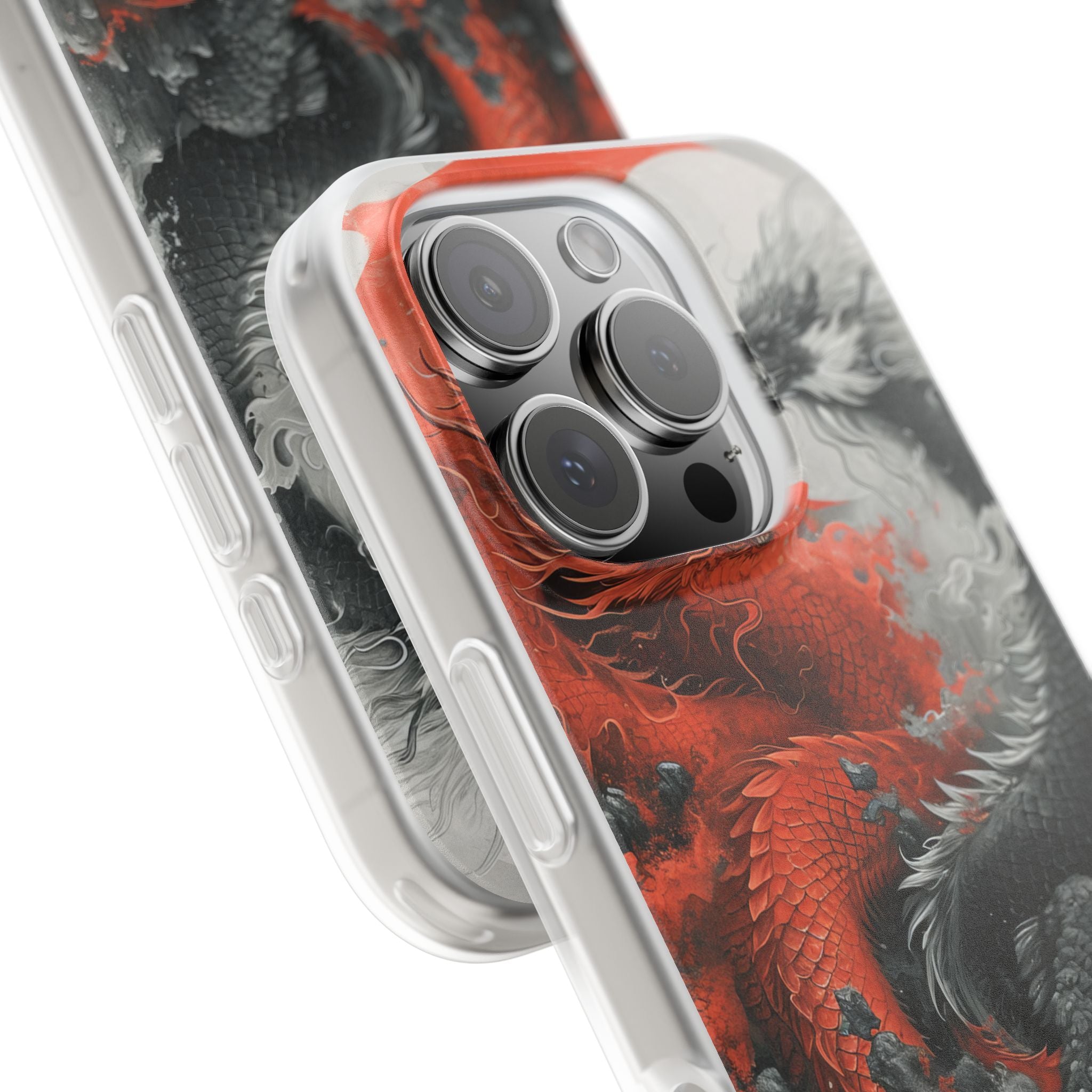 Twin Dragons Crimson iPhone 16 Pro Case - Soft