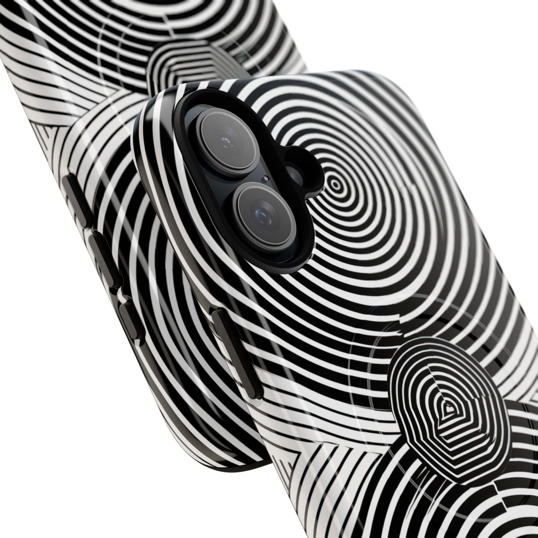 Monochrome Spiral Motion iPhone 16 - Tough+