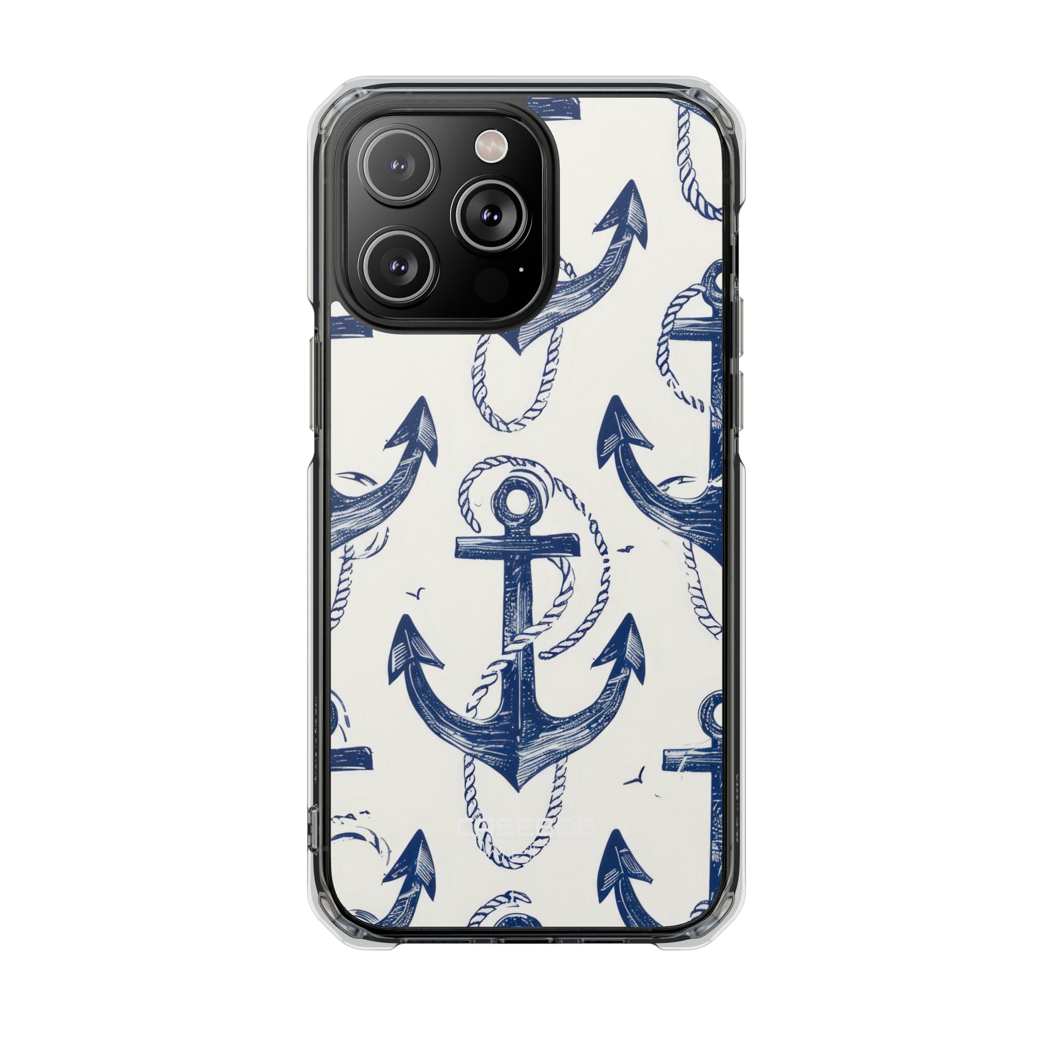 Navy Anchor Tapestry iPhone 14 - Impact Clear+