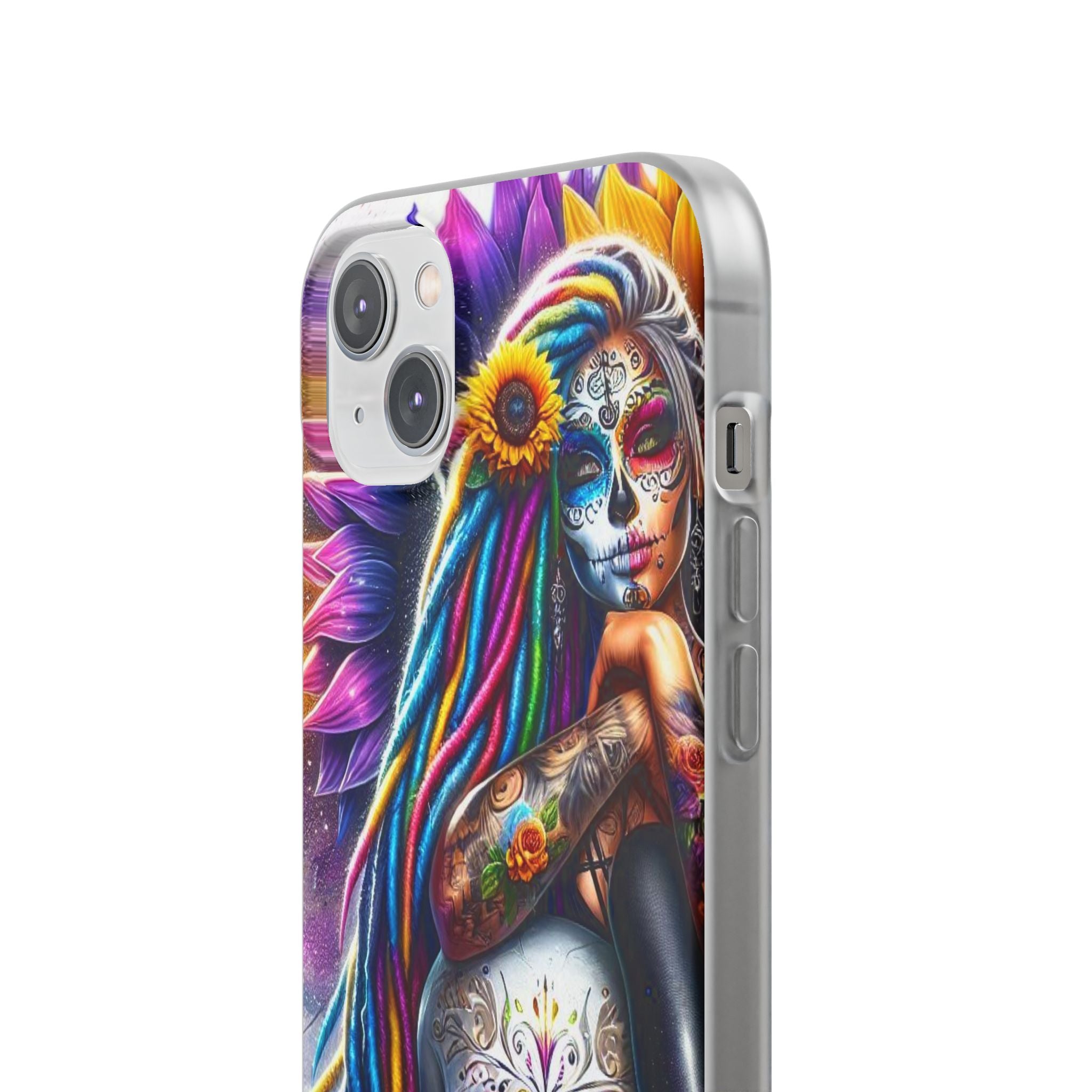 Sunflower Skull Glow iPhone 14 Plus Case - Soft