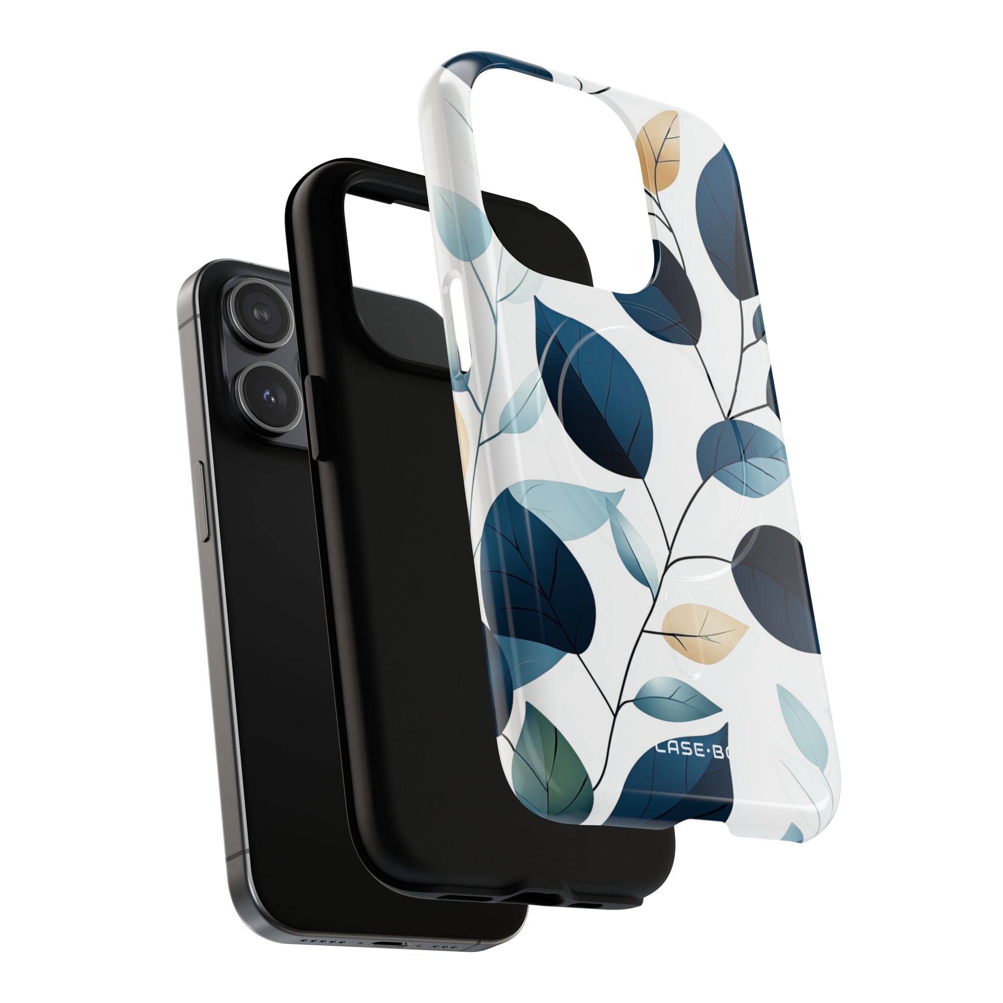 Navy Leaf Veins iPhone 15 Pro Case - Tough+