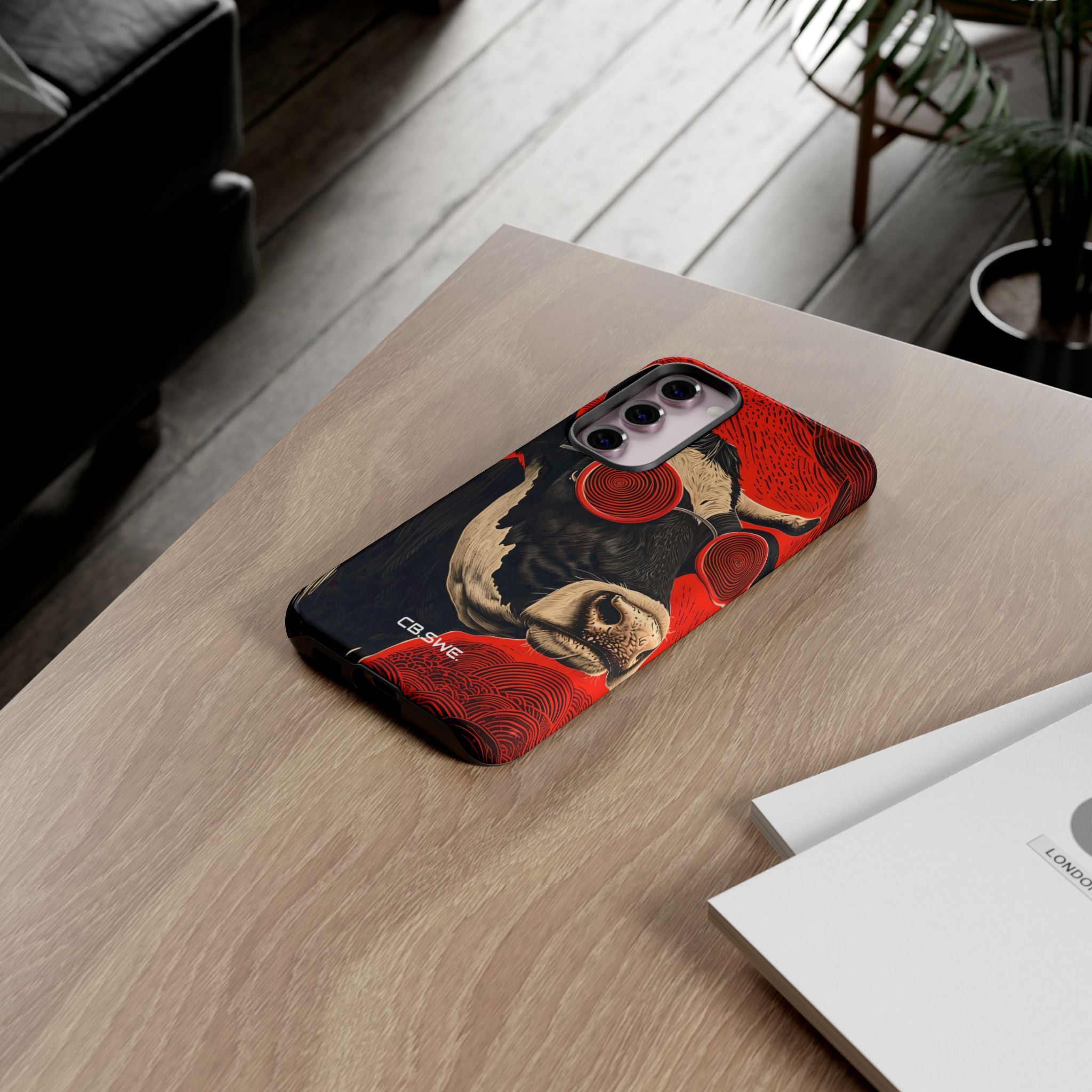 Surreal Black White Cow Red Spiral Sunglasses Samsung S23 - Tough