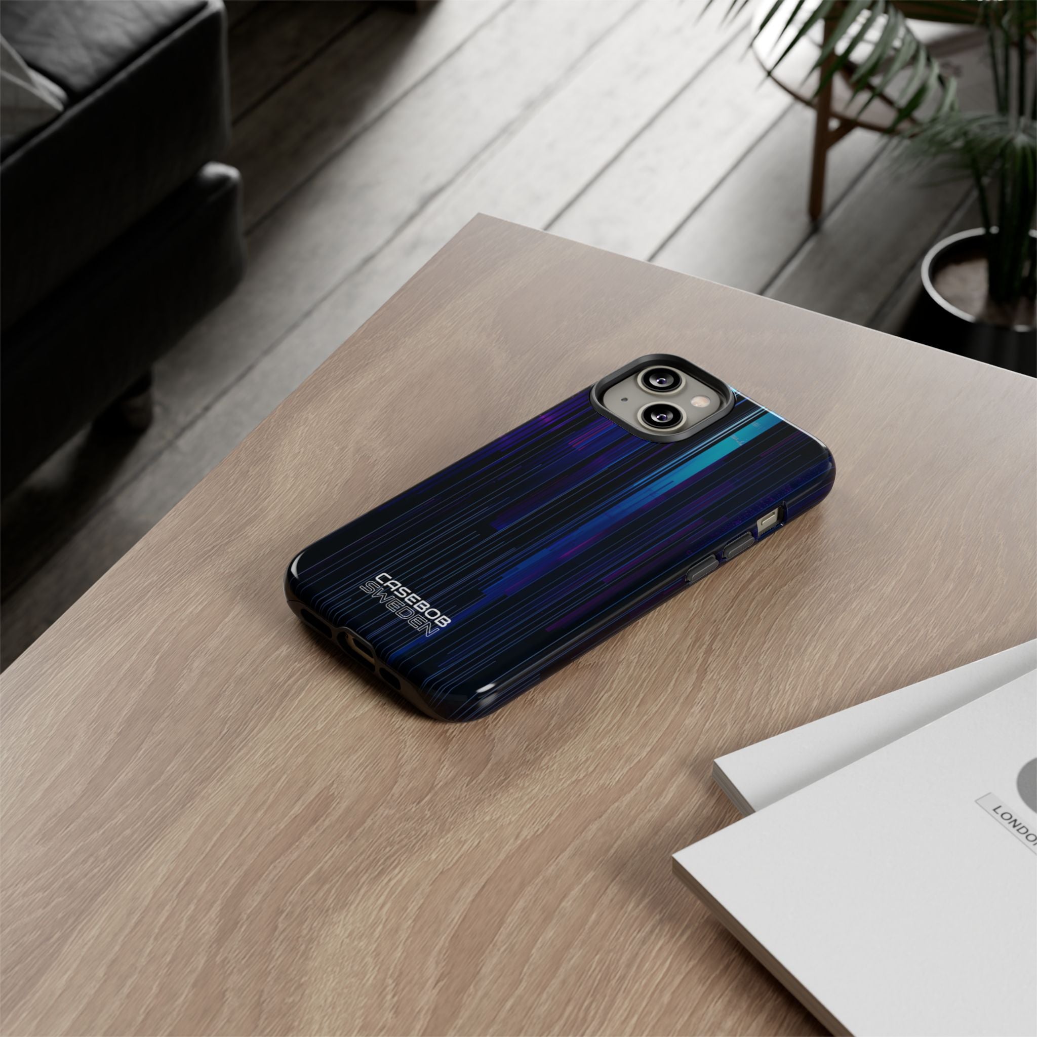 Neon Glitch Stripes iPhone 14 - Tough