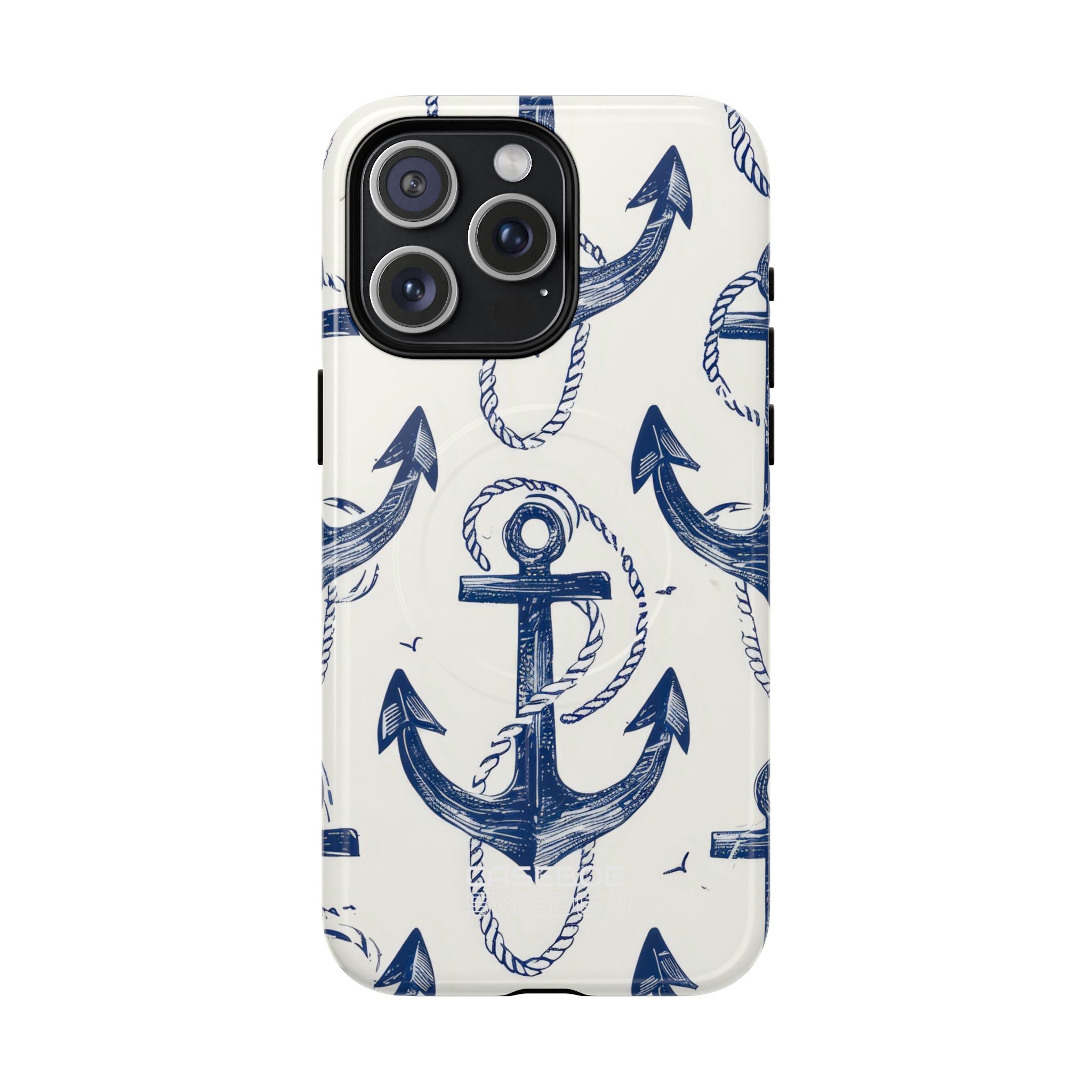 Navy Anchor Tapestry iPhone 15 - Tough+