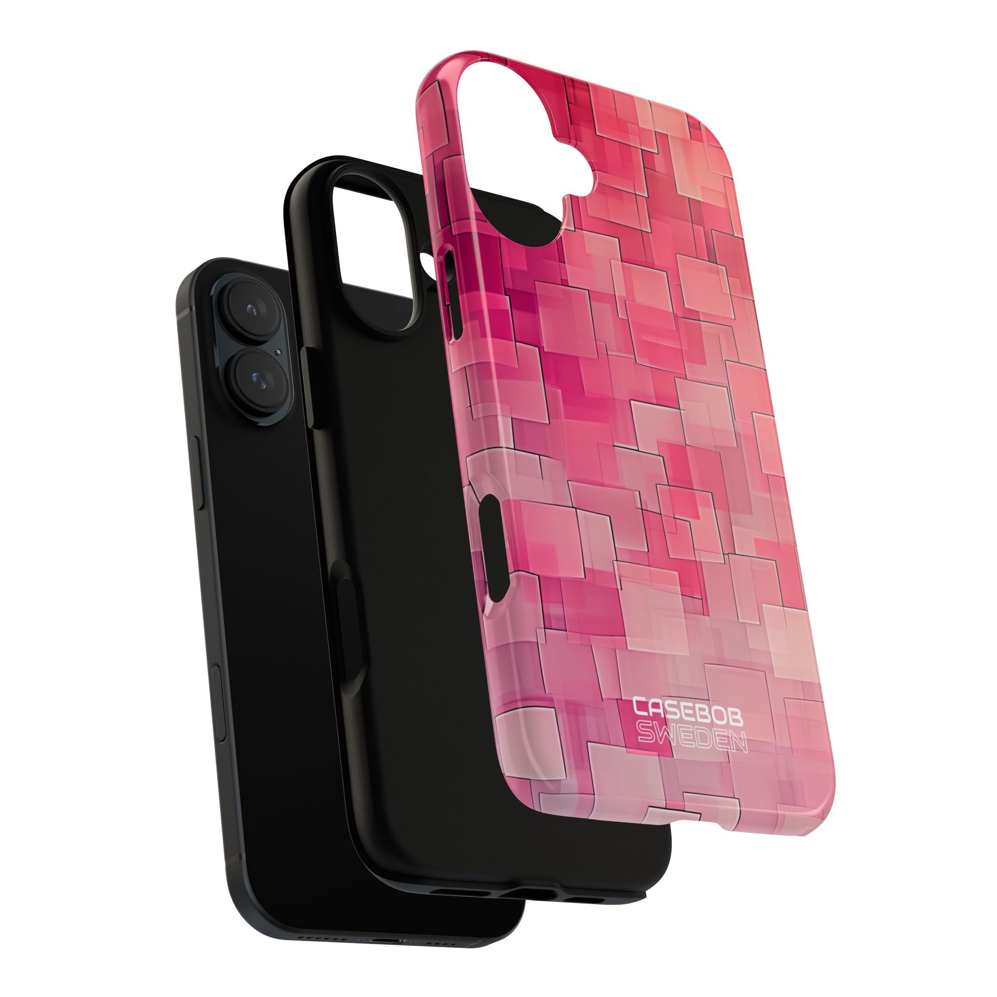 Gelaagde roze geometrie iPhone 16 - Tough