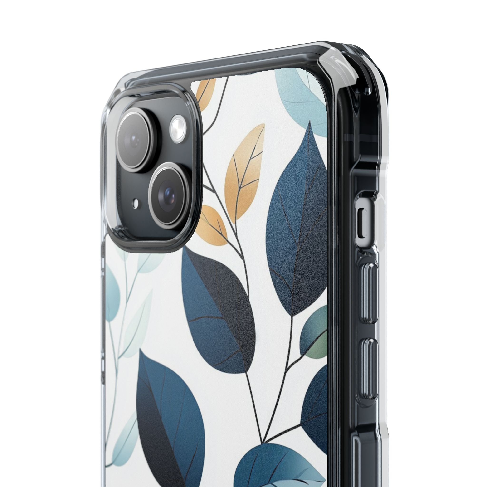 Navy Leaf Veins iPhone 15 Plus Case - Impact