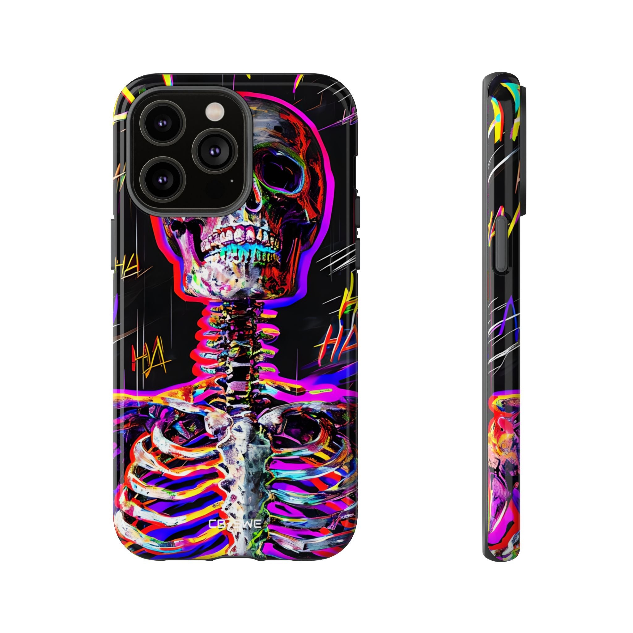 Neon Skeleton Chaos - iPhone Case