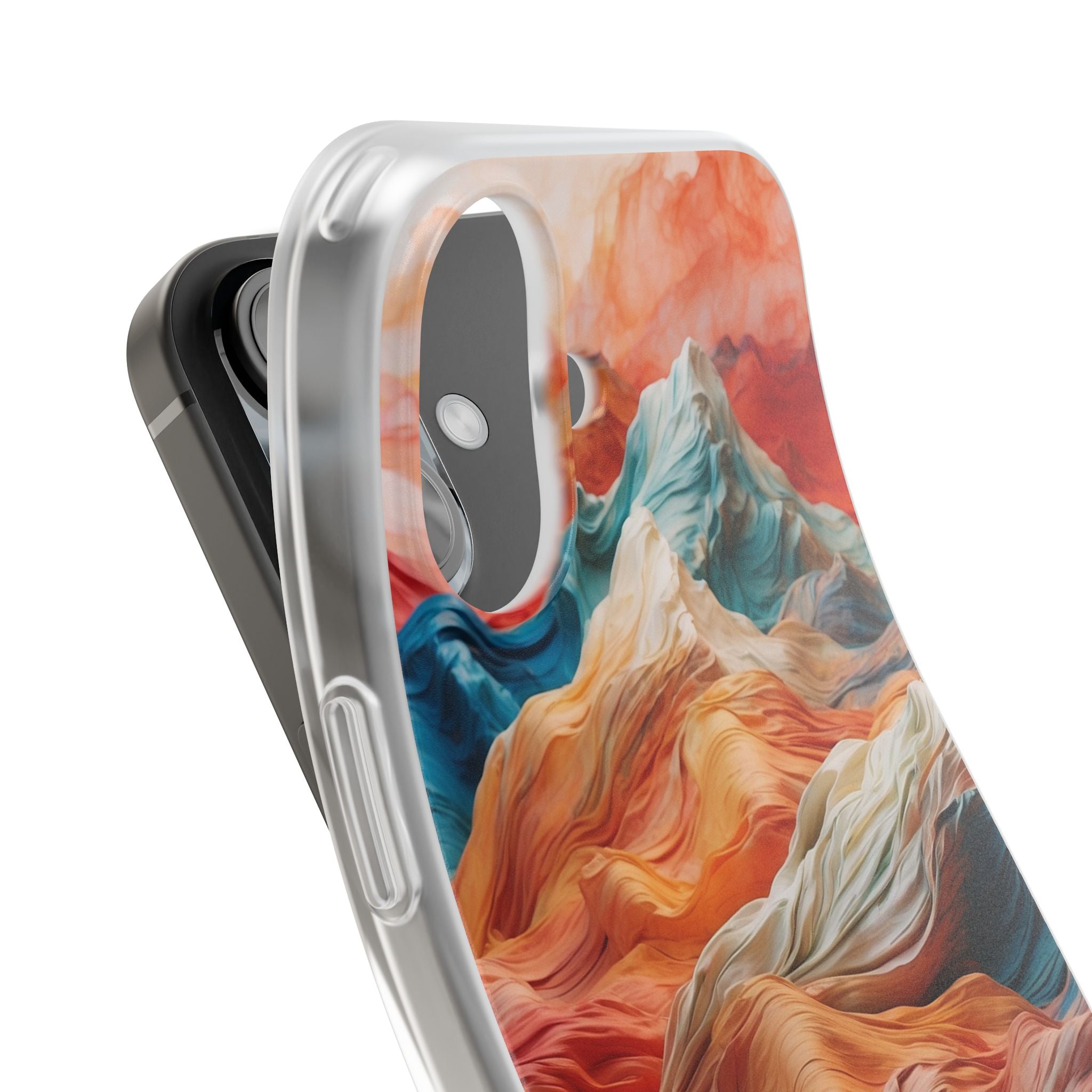 Fabric Peaks Cream iPhone 16 Case - Soft