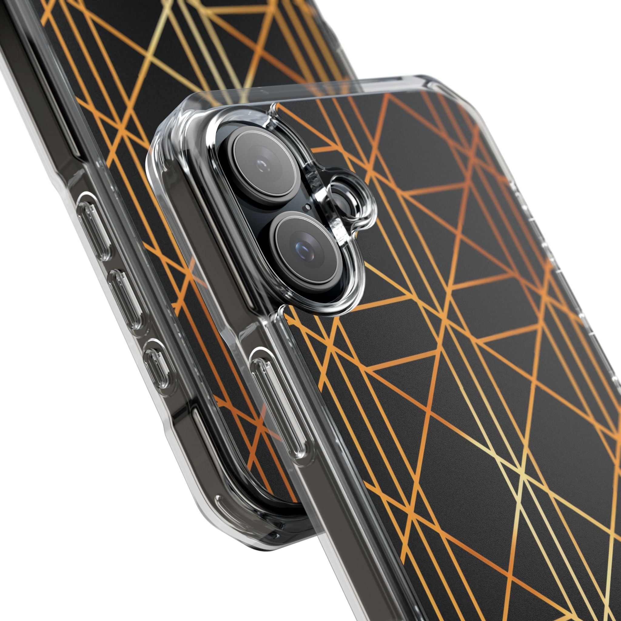 Golden Geometric Elegance iPhone 16 - Impact Clear+