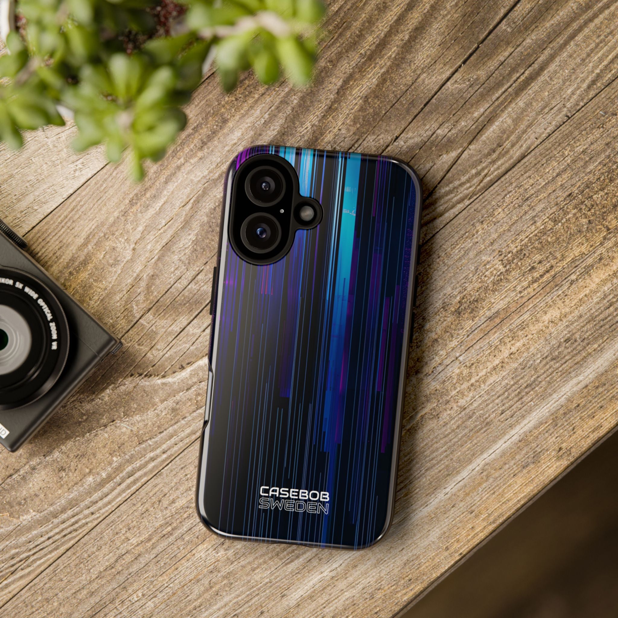 Neon Glitch Stripes iPhone 16 - Tough