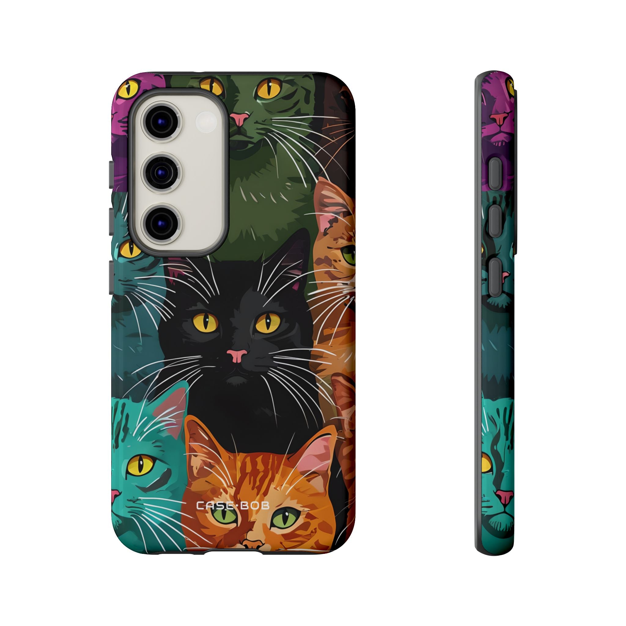 Teal Cat Grid Samsung S23 Case - Tough