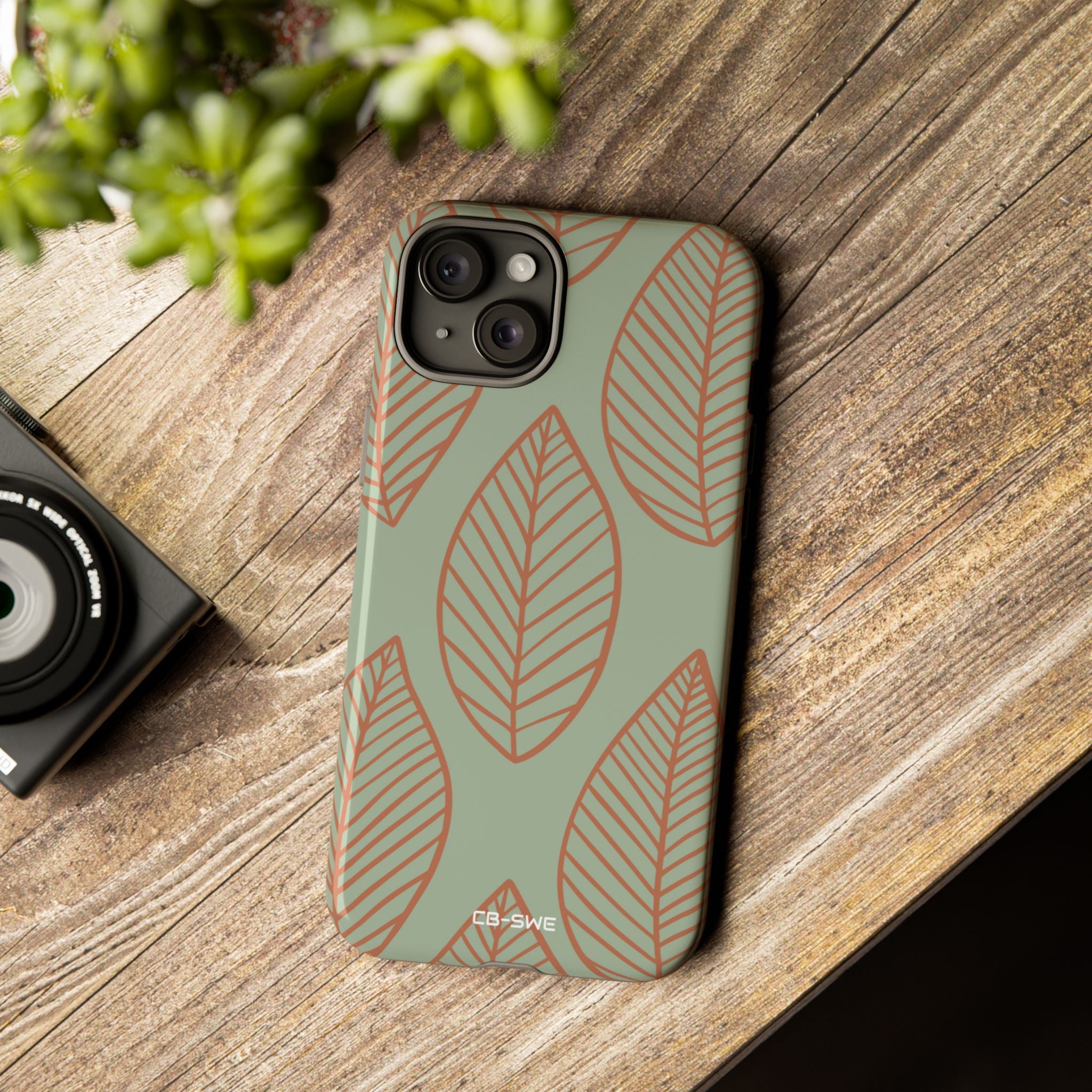 Mint and Orange Leaves - iPhone Case