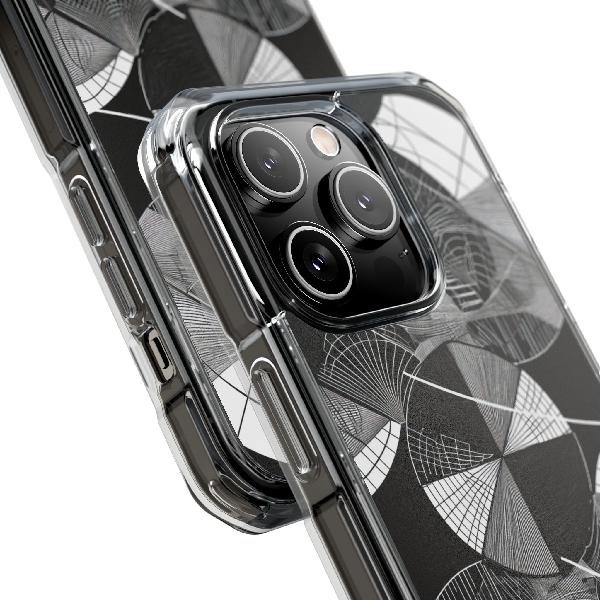 Monochrome Circle Maze iPhone 14 - Impact Clear+