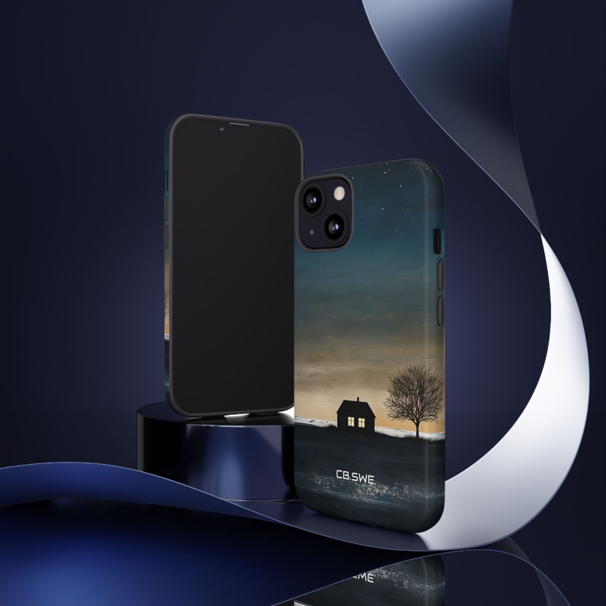 Serene Minimalist Dark House Glowing Windows Phone iPhone 13 - Tough