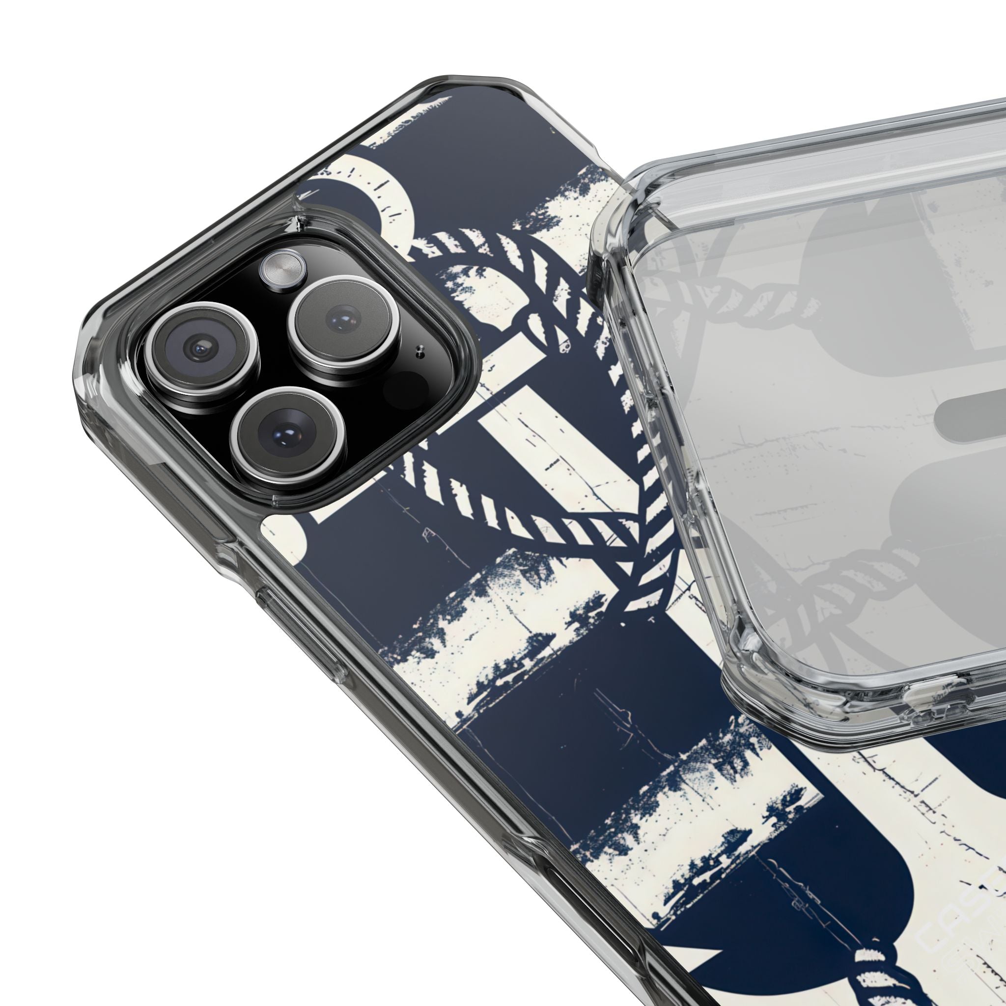 Navy Anchor Stripes iPhone 16 - Impact Clear+