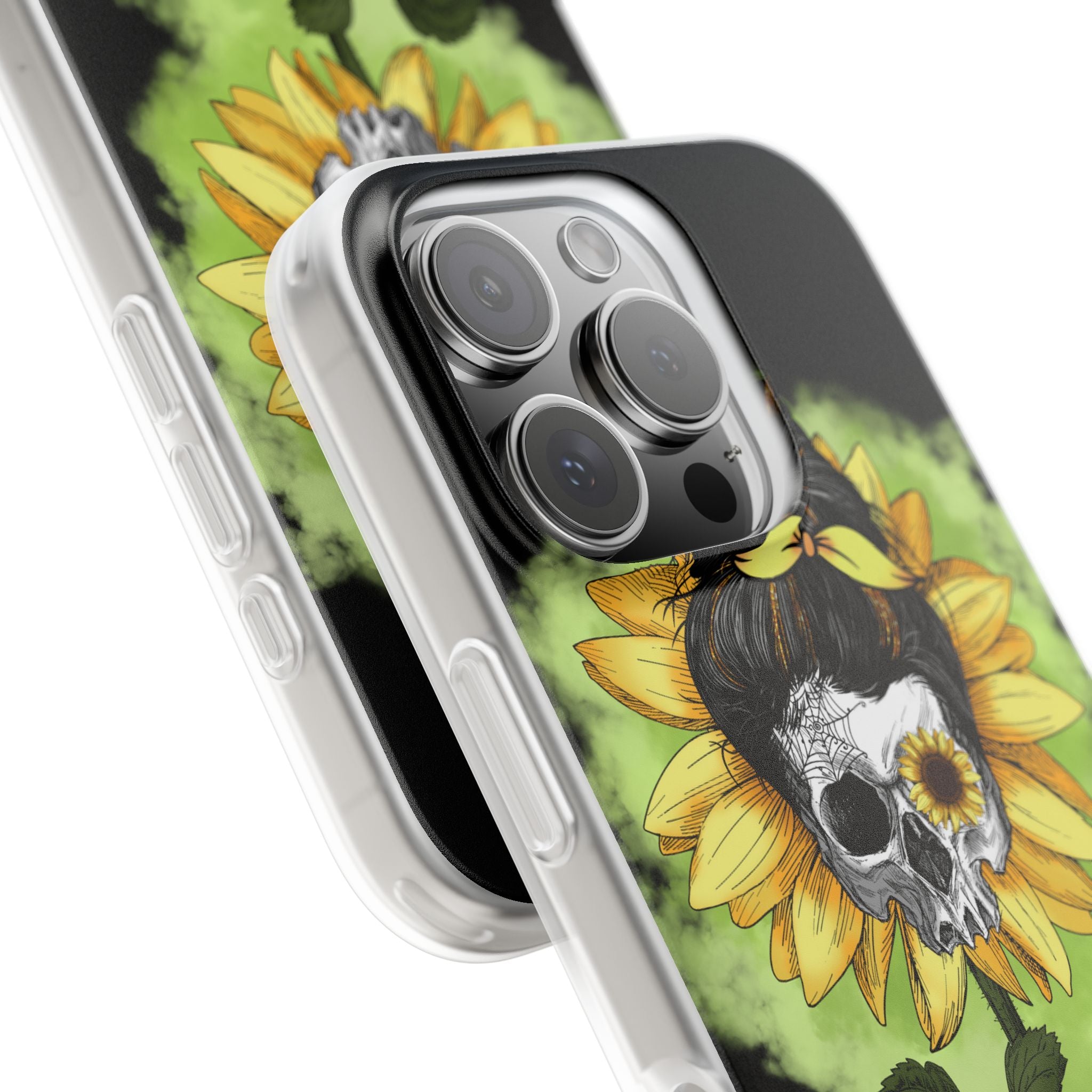 Sunflower Skull iPhone 16 Pro Case - Soft