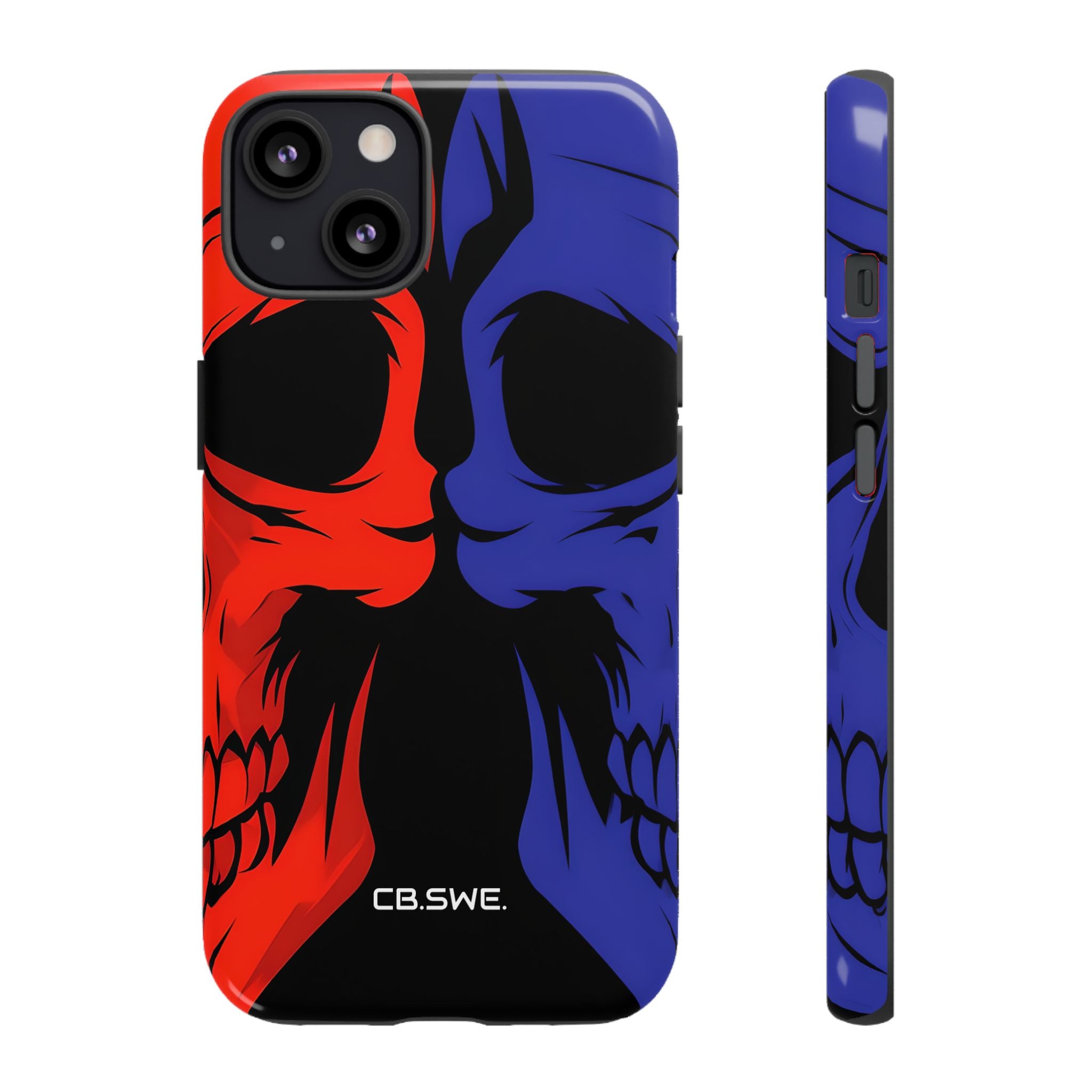 Vivid Overlapping Red Blue Skull Illustration iPhone 13 - Tough