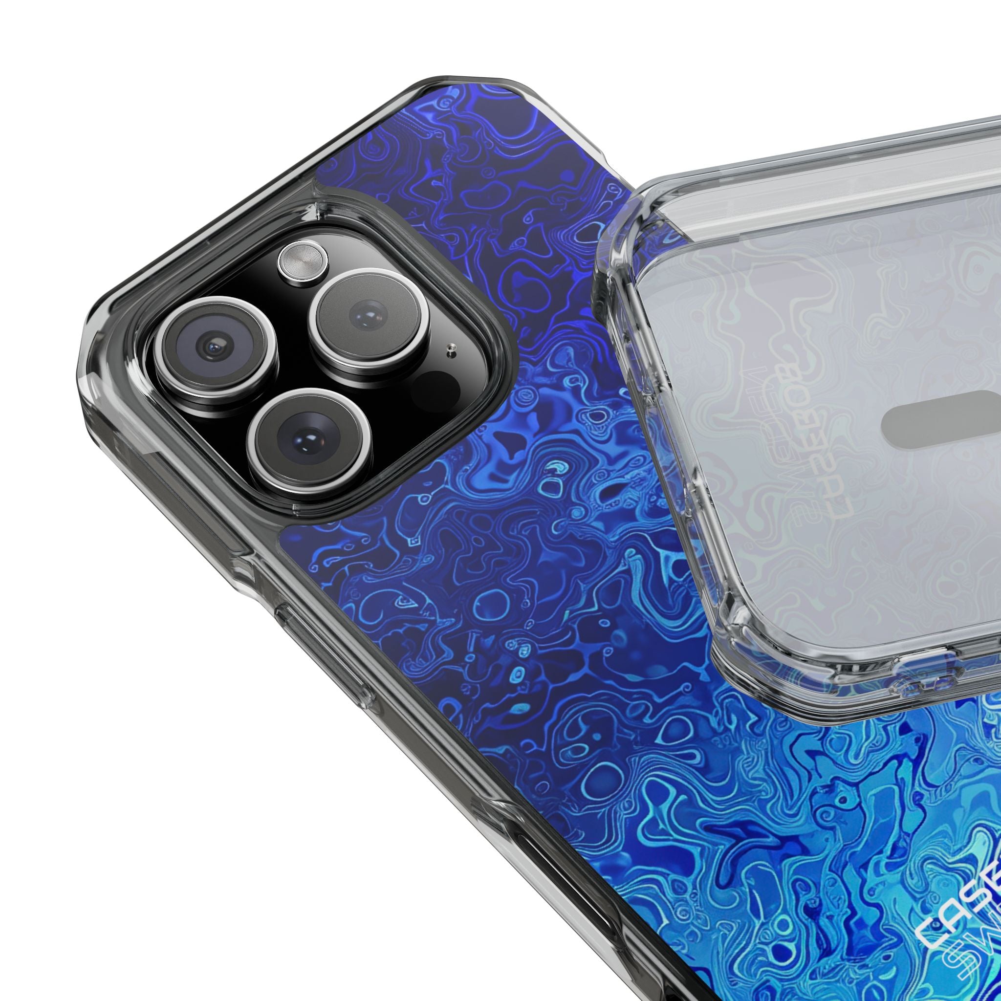 Swirling Blue Currents iPhone 16 - Impact Clear+