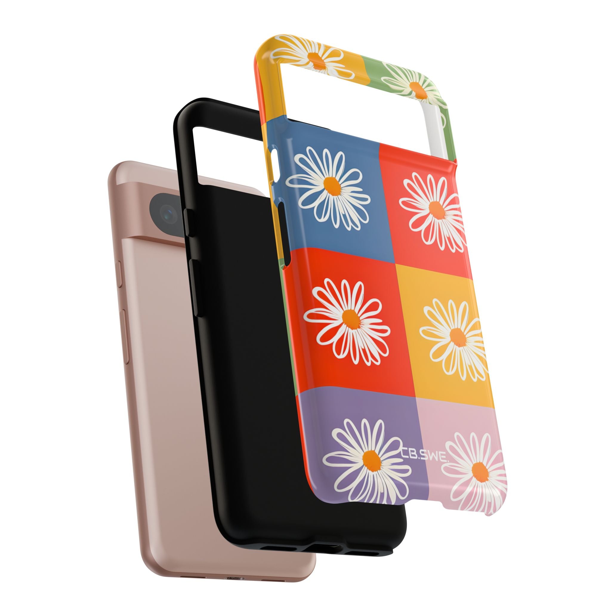 Vibrant Daisy Flower Colorful Checkerboard Seamless Google Pixel 8 - Tough