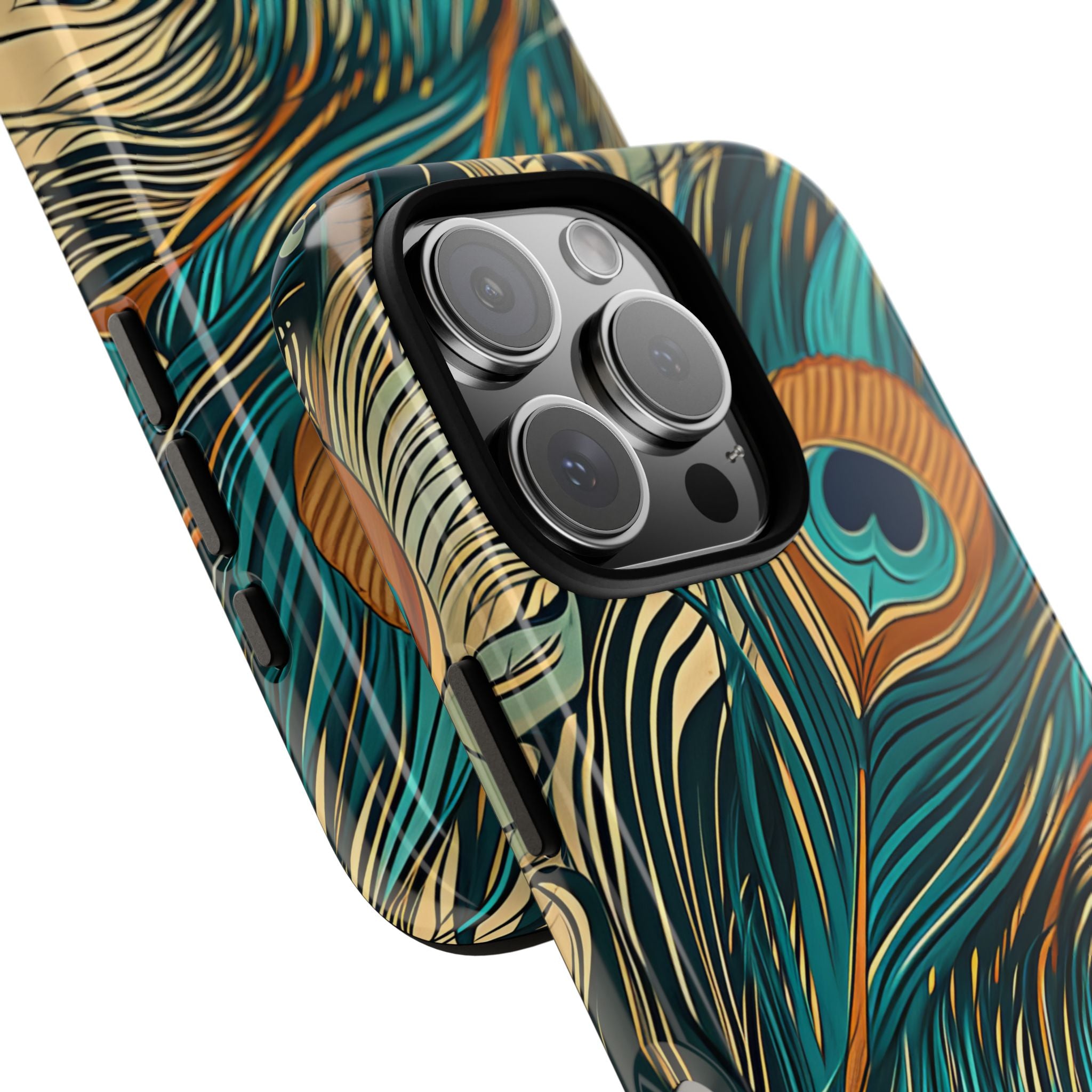 Peacock Feather Whirl iPhone 16 - Tough