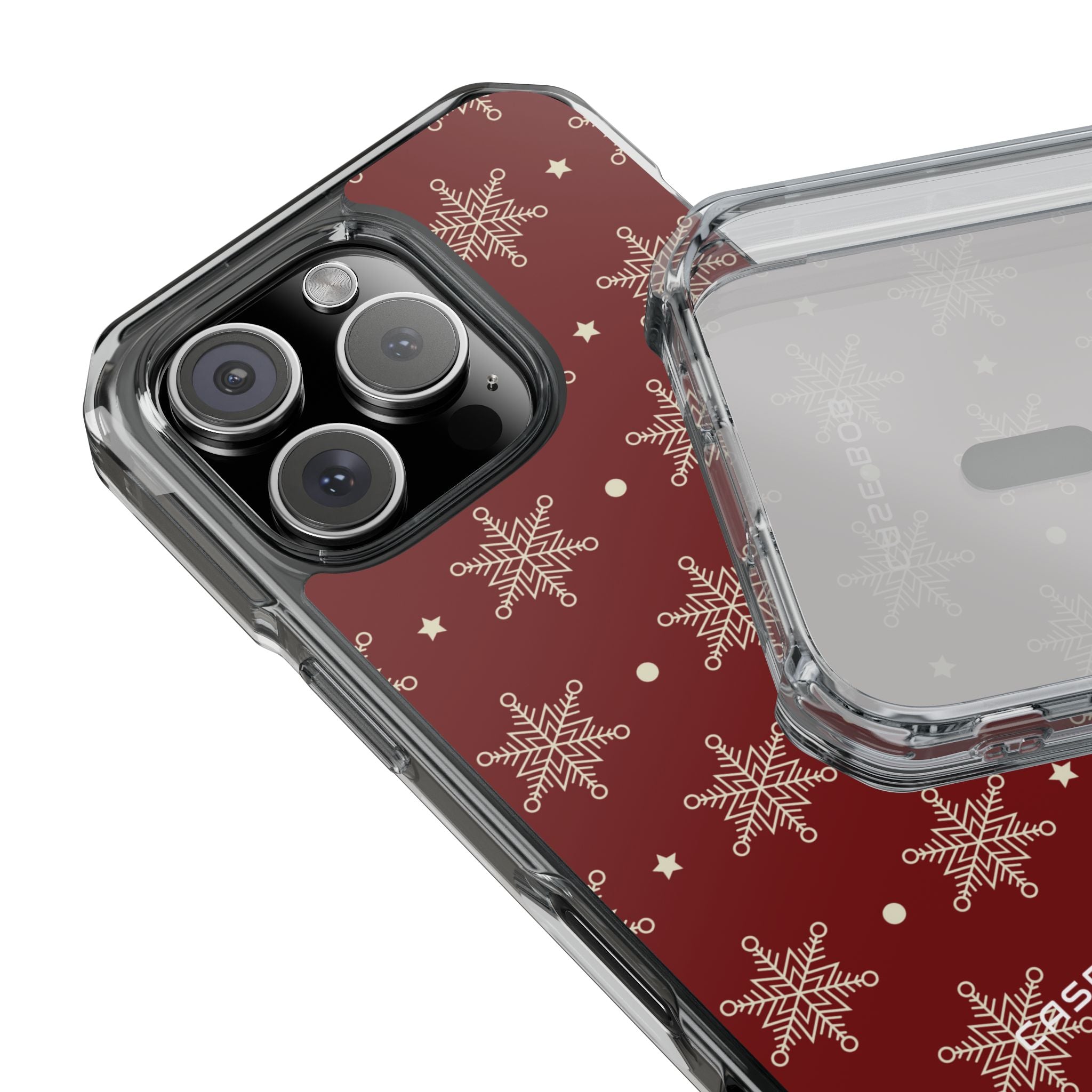 Cream Snowflake Crimson iPhone 16 Pro Case - Impact