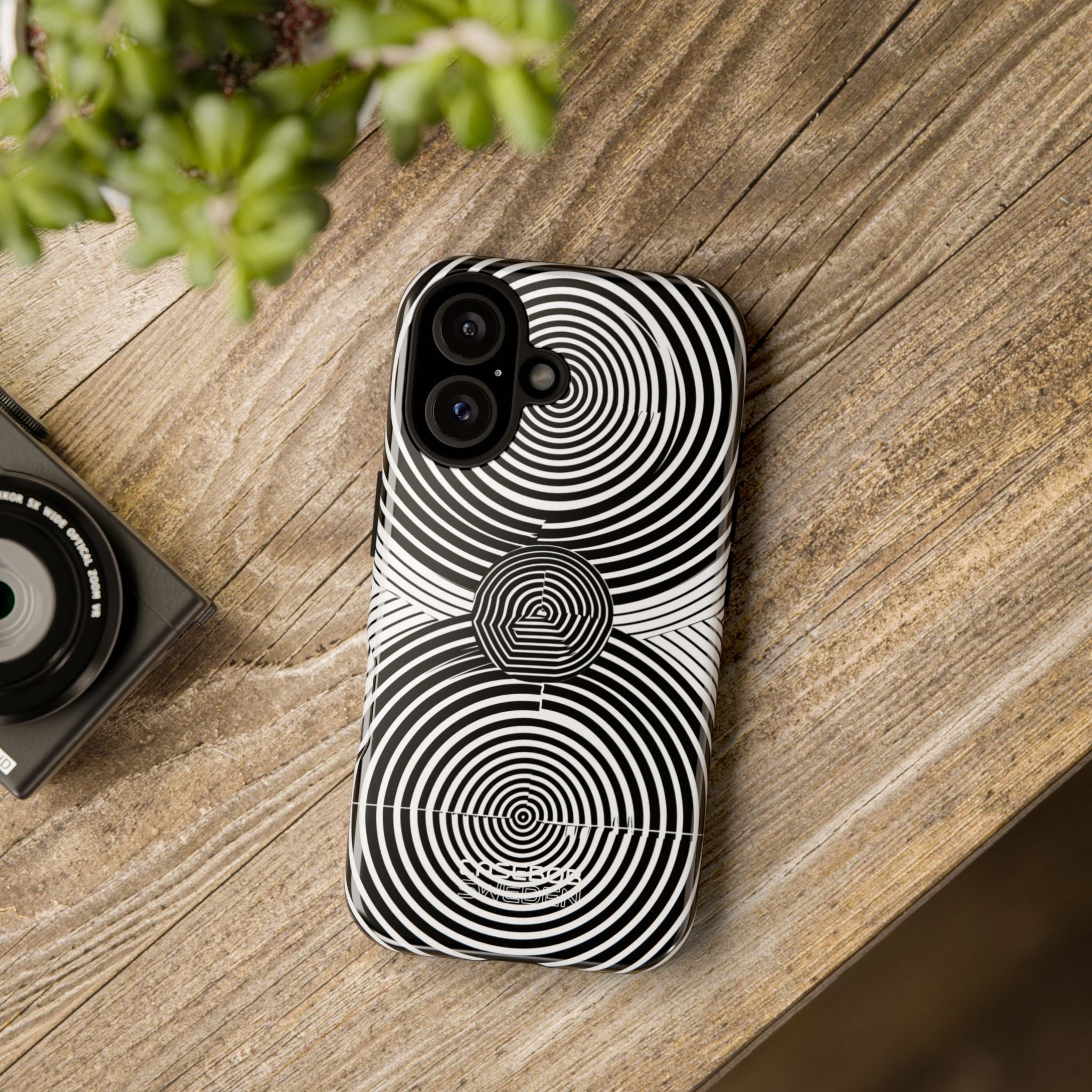 Monochrome Spiral Motion iPhone 16 - Resistente