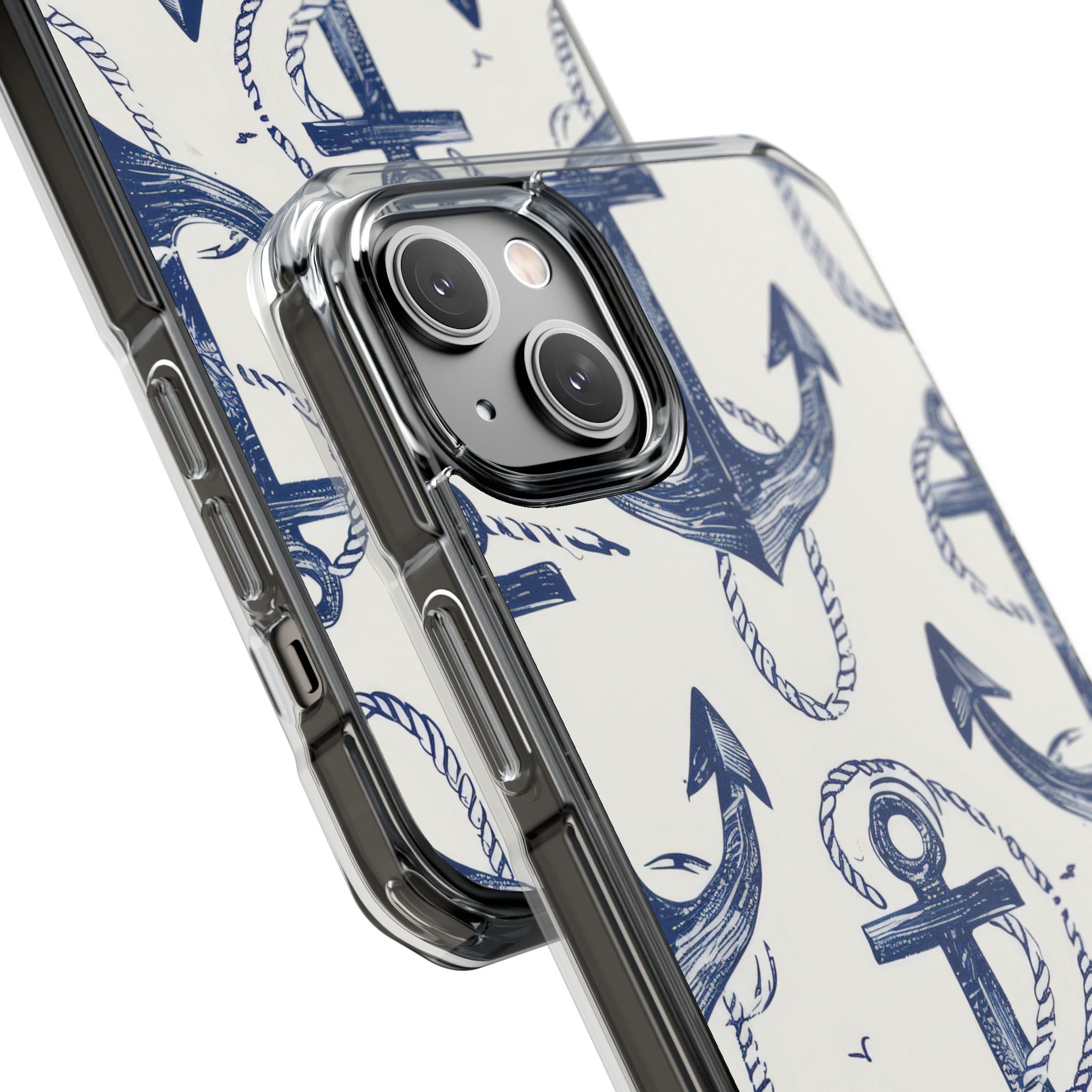 Navy Anchor Tapestry iPhone 14 - Impact Clear+