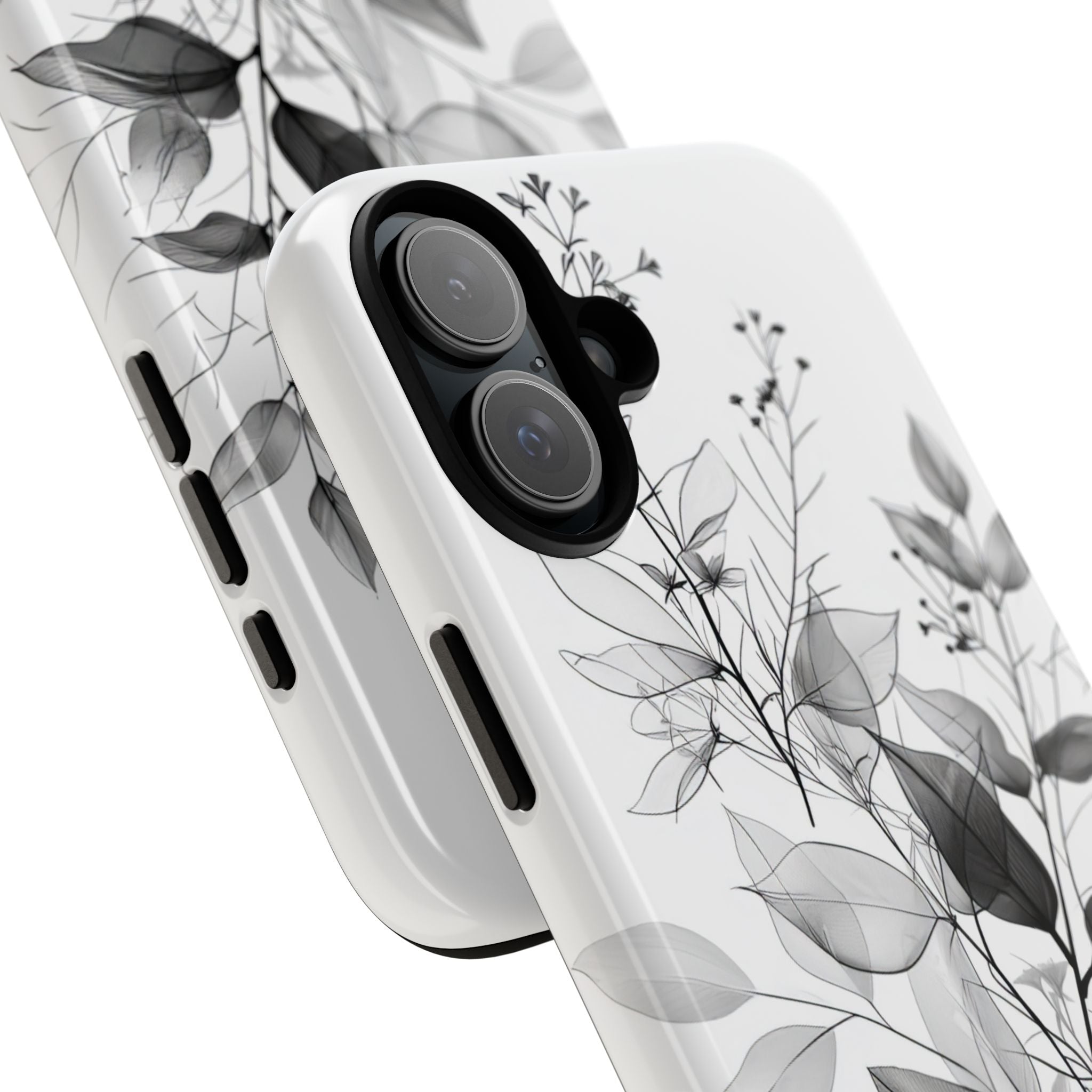 Gray Leaf Veil iPhone 16 Plus Case - Tough